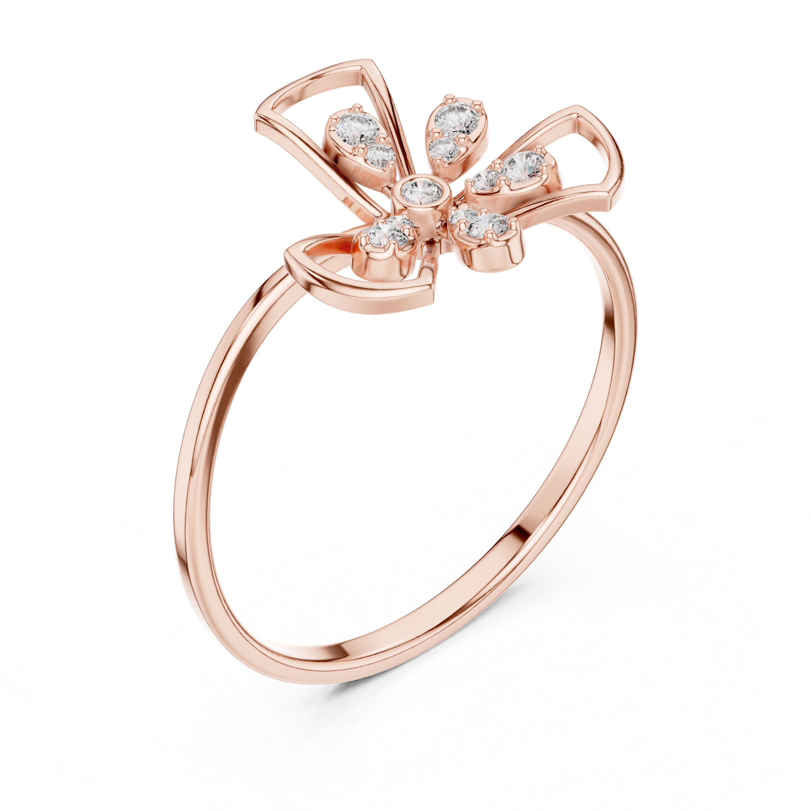 Rose Gold Diamond Butterfly Ring