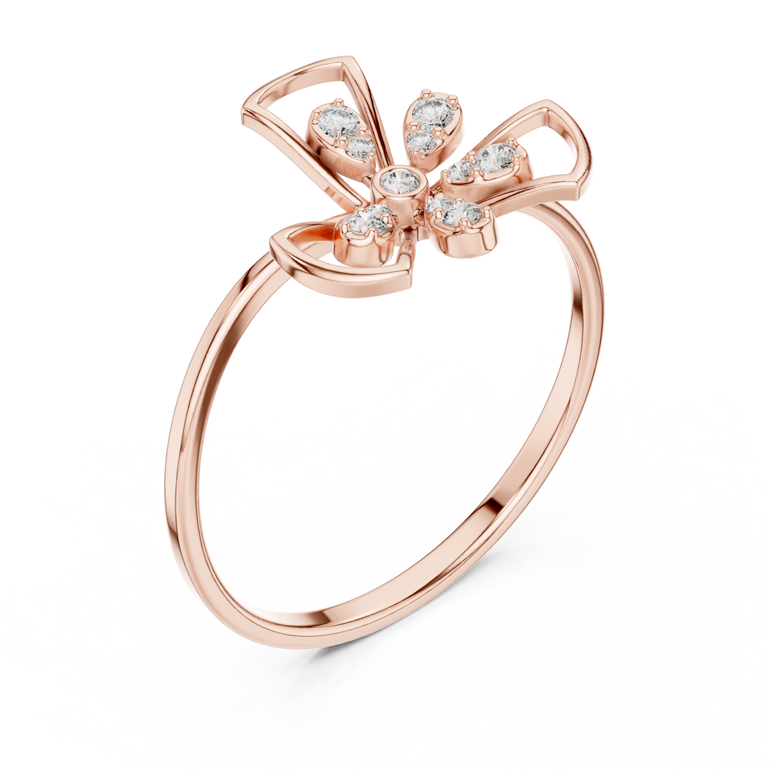 Rose Gold Diamond Butterfly Ring