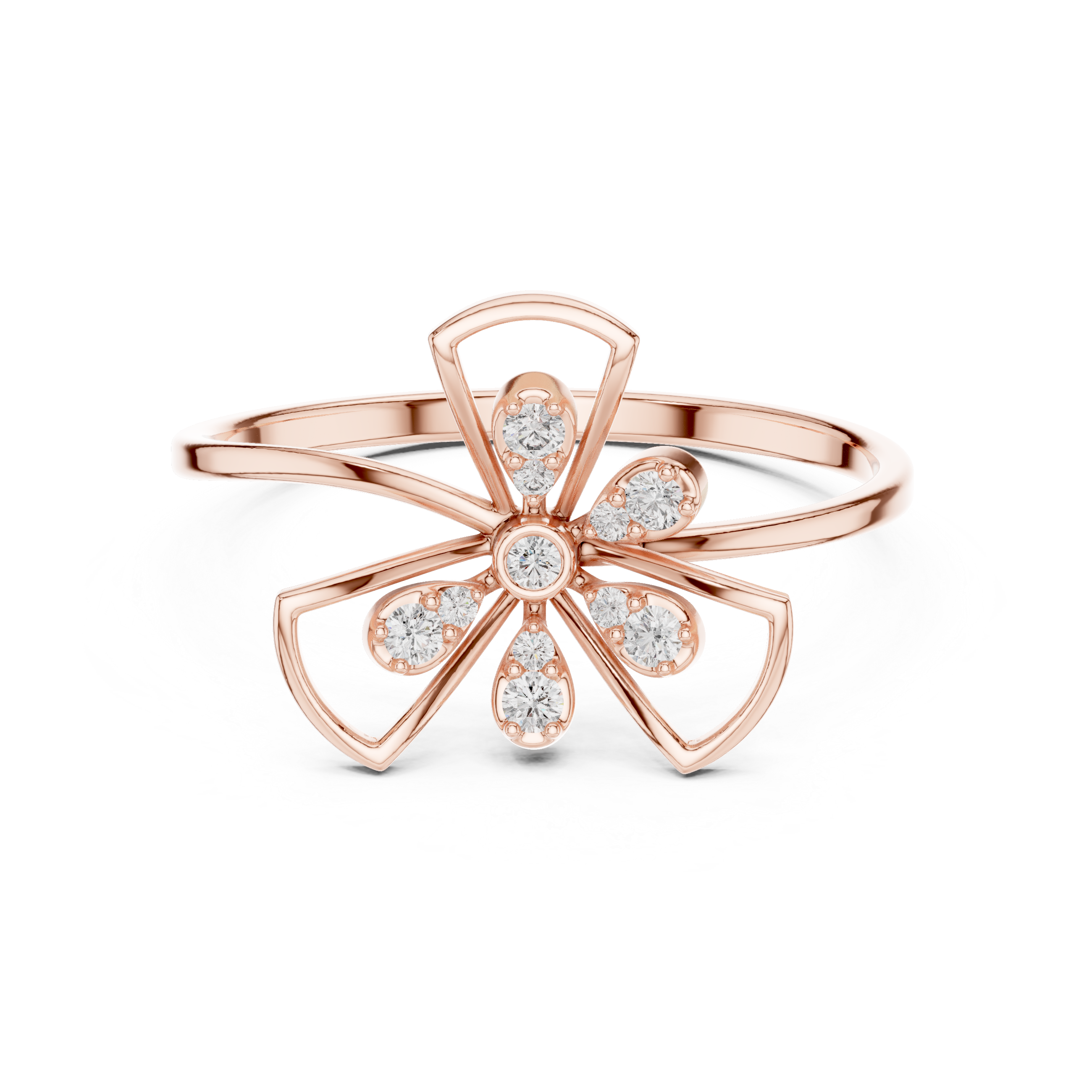 Rose Gold Diamond Butterfly Ring