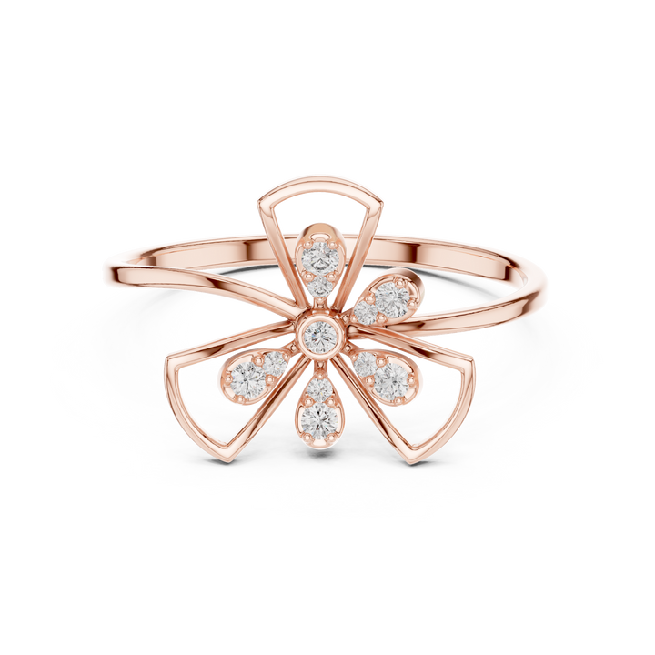 Rose Gold Diamond Butterfly Ring