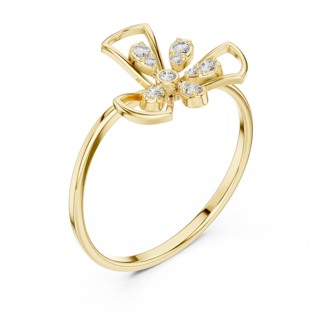 Rose Gold Diamond Butterfly Ring