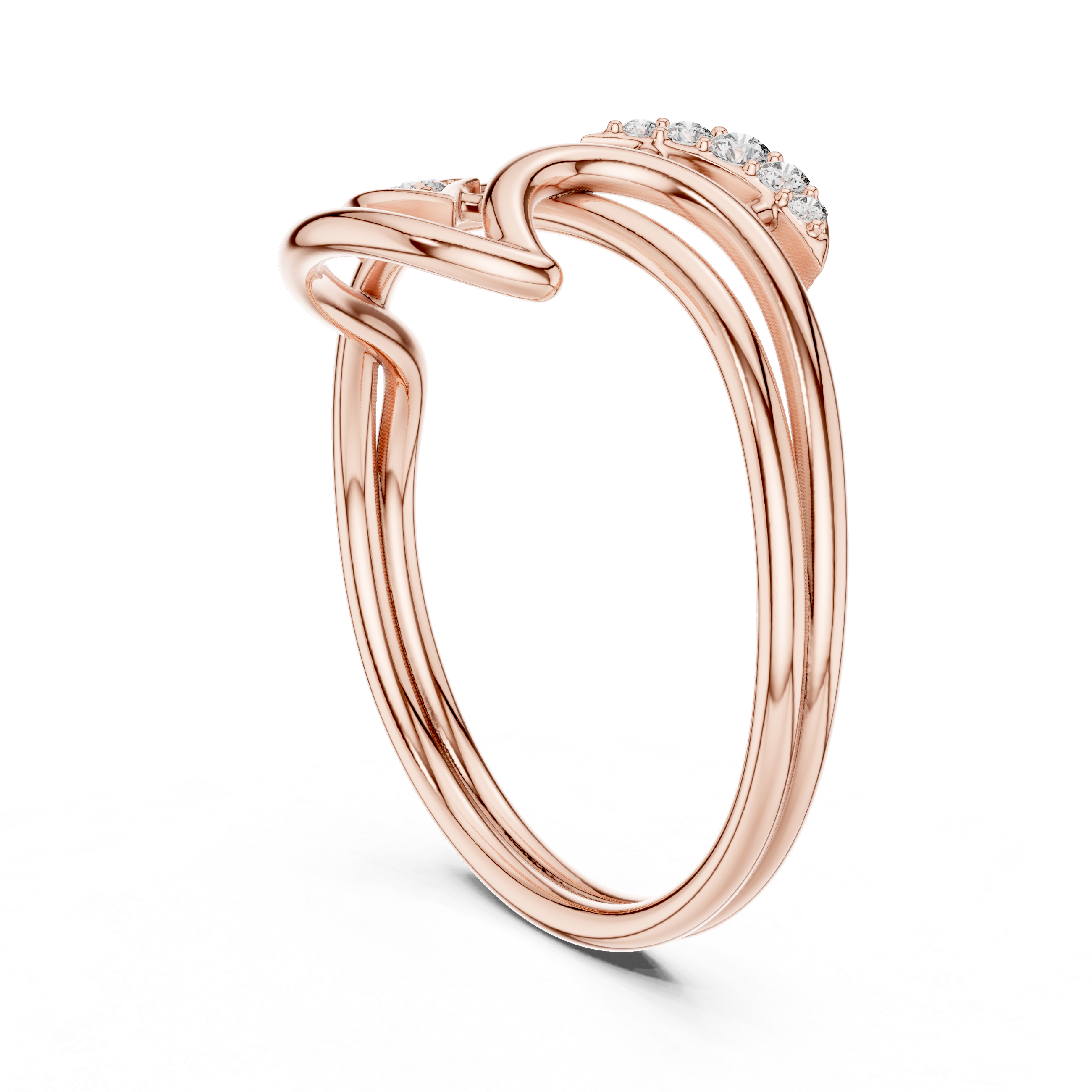 Elegant Twisted Rose Gold Lab Grown Diamond Ring