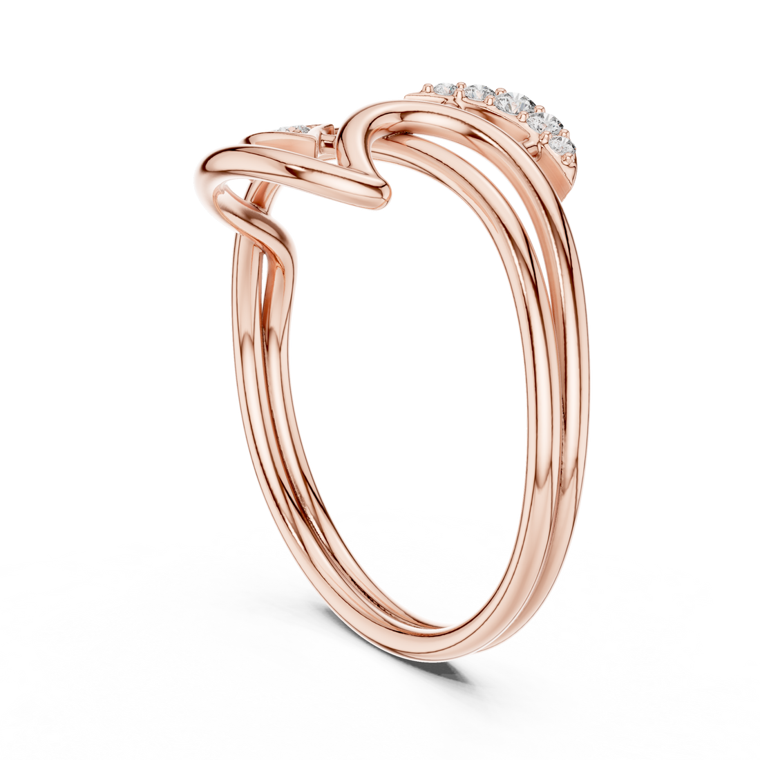 Elegant Twisted Rose Gold Lab Grown Diamond Ring