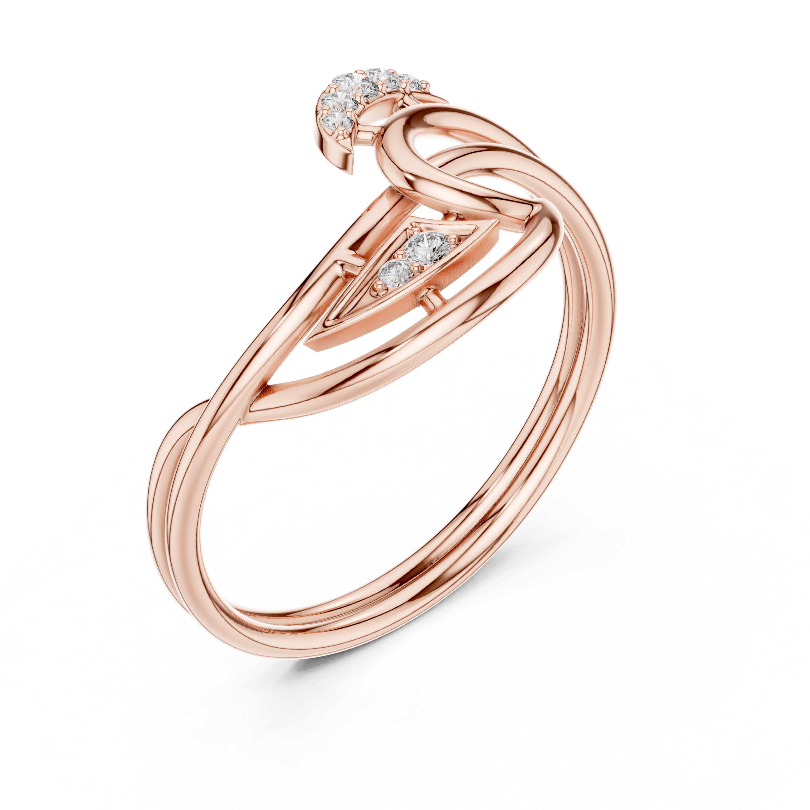 Elegant Twisted Rose Gold Lab Grown Diamond Ring