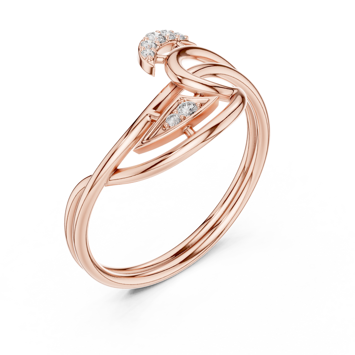 Elegant Twisted Rose Gold Lab Grown Diamond Ring