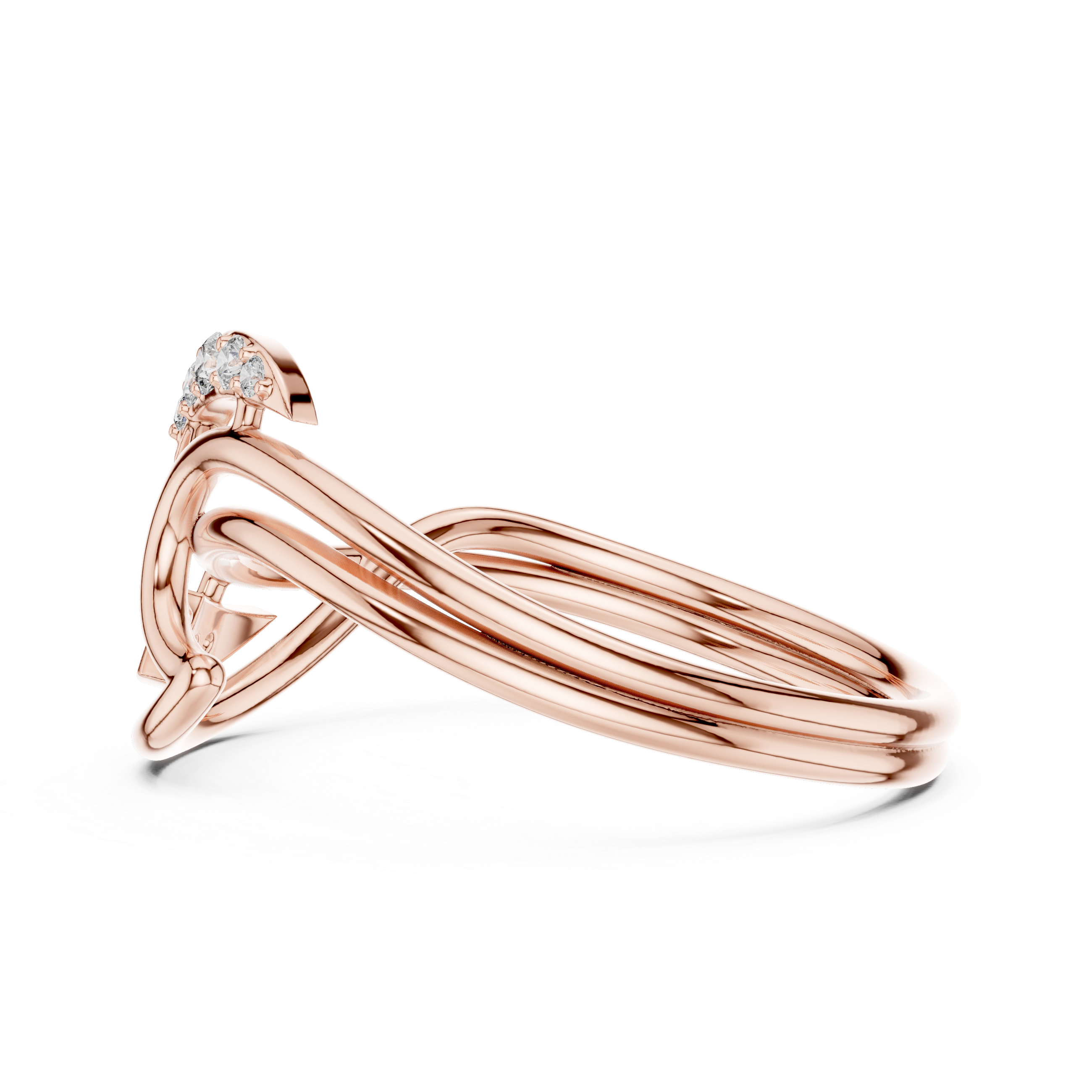 Elegant Twisted Rose Gold Lab Grown Diamond Ring