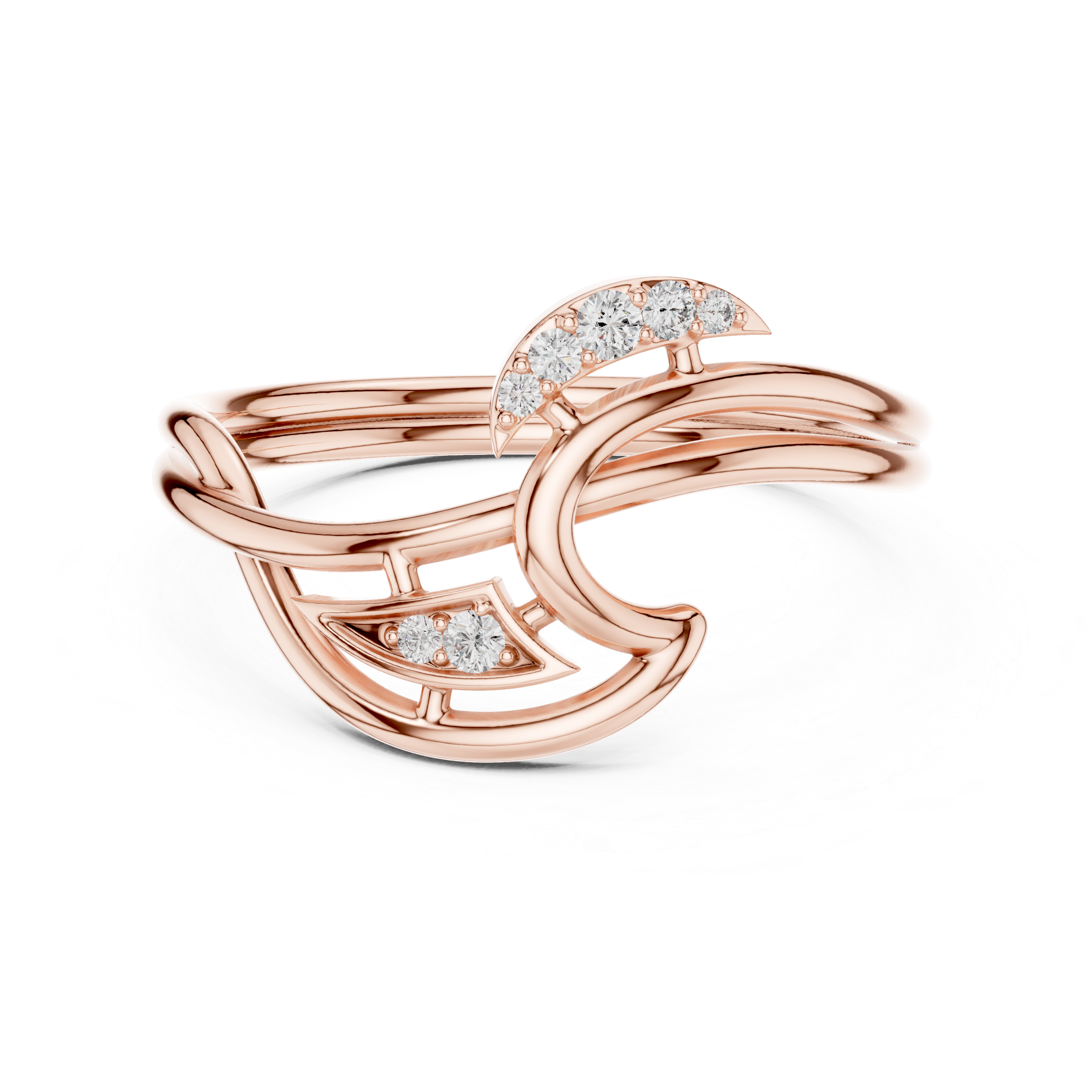 Elegant Twisted Rose Gold Lab Grown Diamond Ring