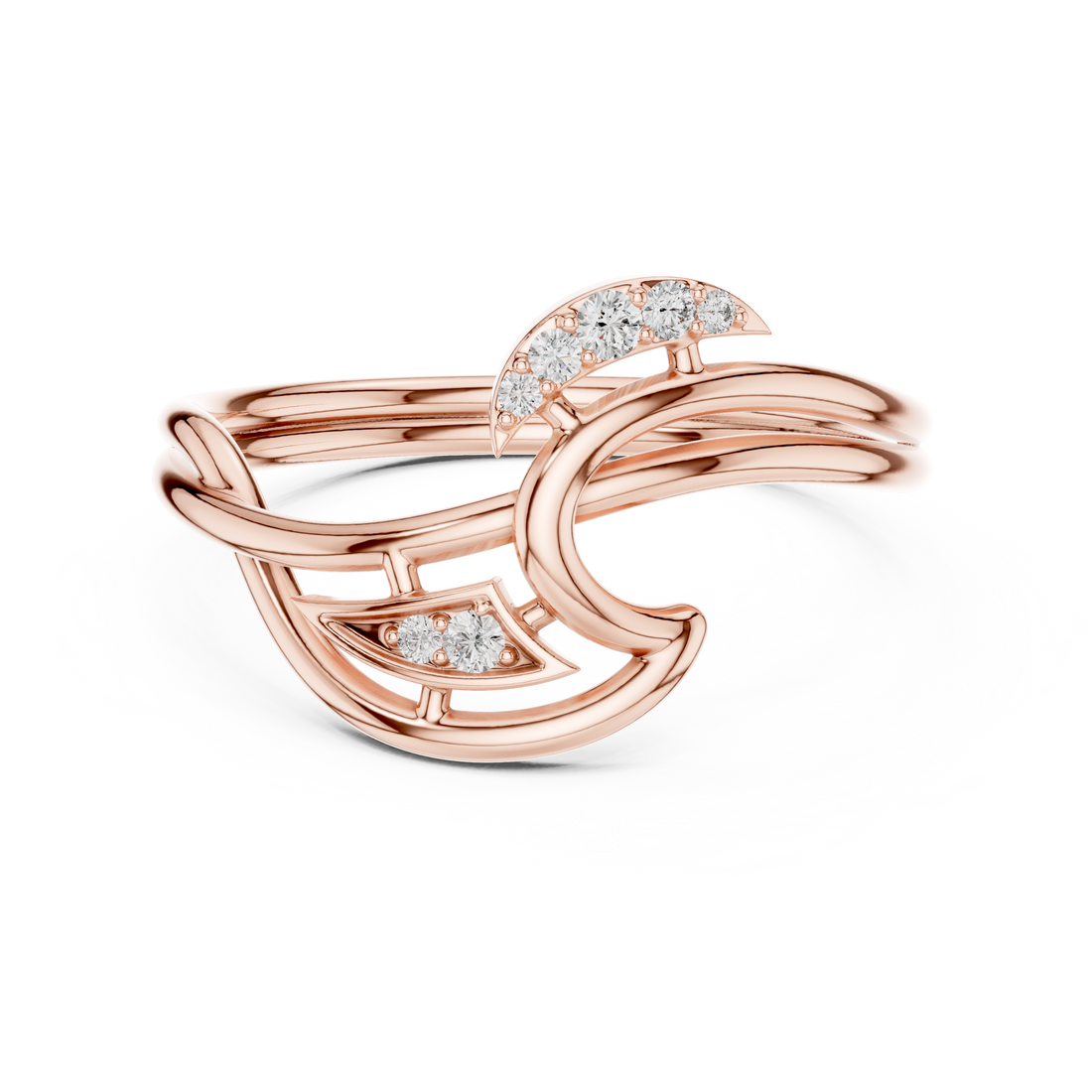 Elegant Twisted Rose Gold Lab Grown Diamond Ring
