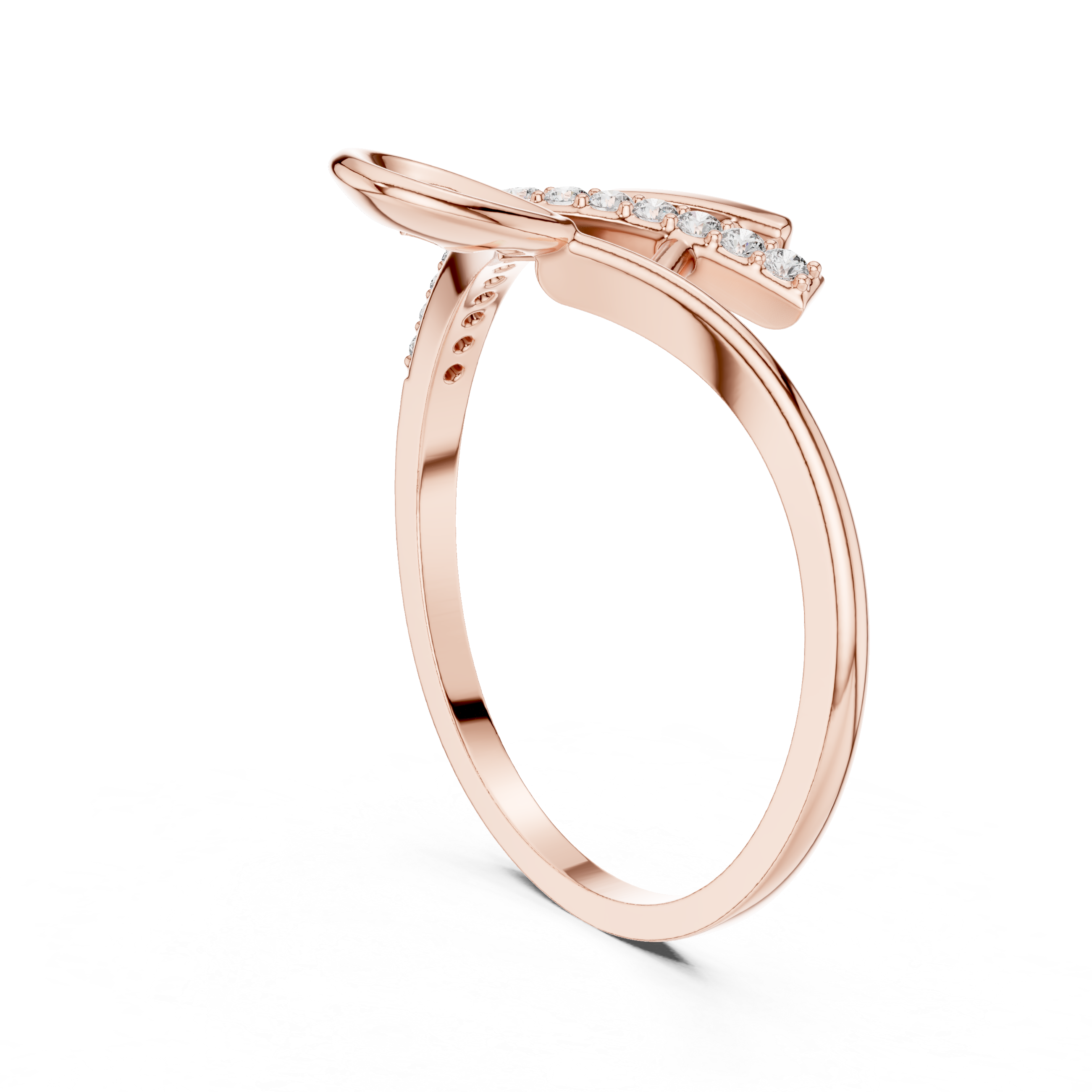 Initial 'H' Lab-Grown Diamond Ring in Rose Gold