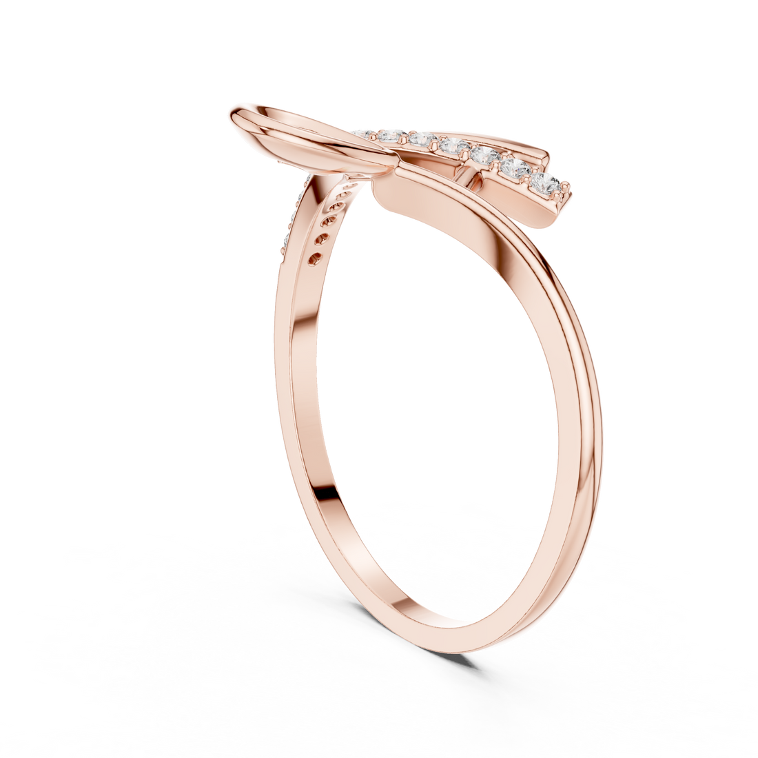 Initial 'H' Lab-Grown Diamond Ring in Rose Gold