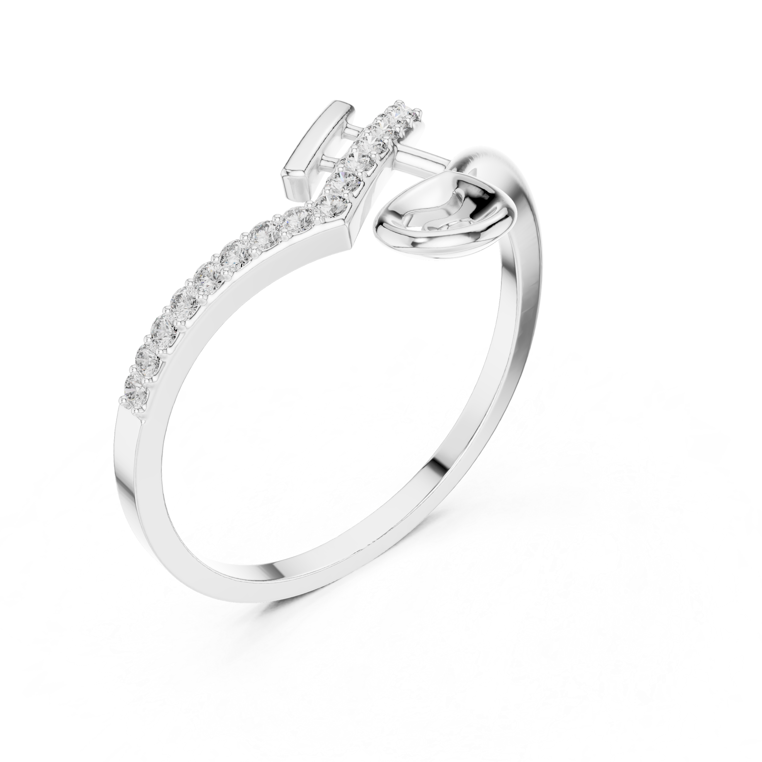 Initial 'H' Lab-Grown Diamond Ring in Rose Gold