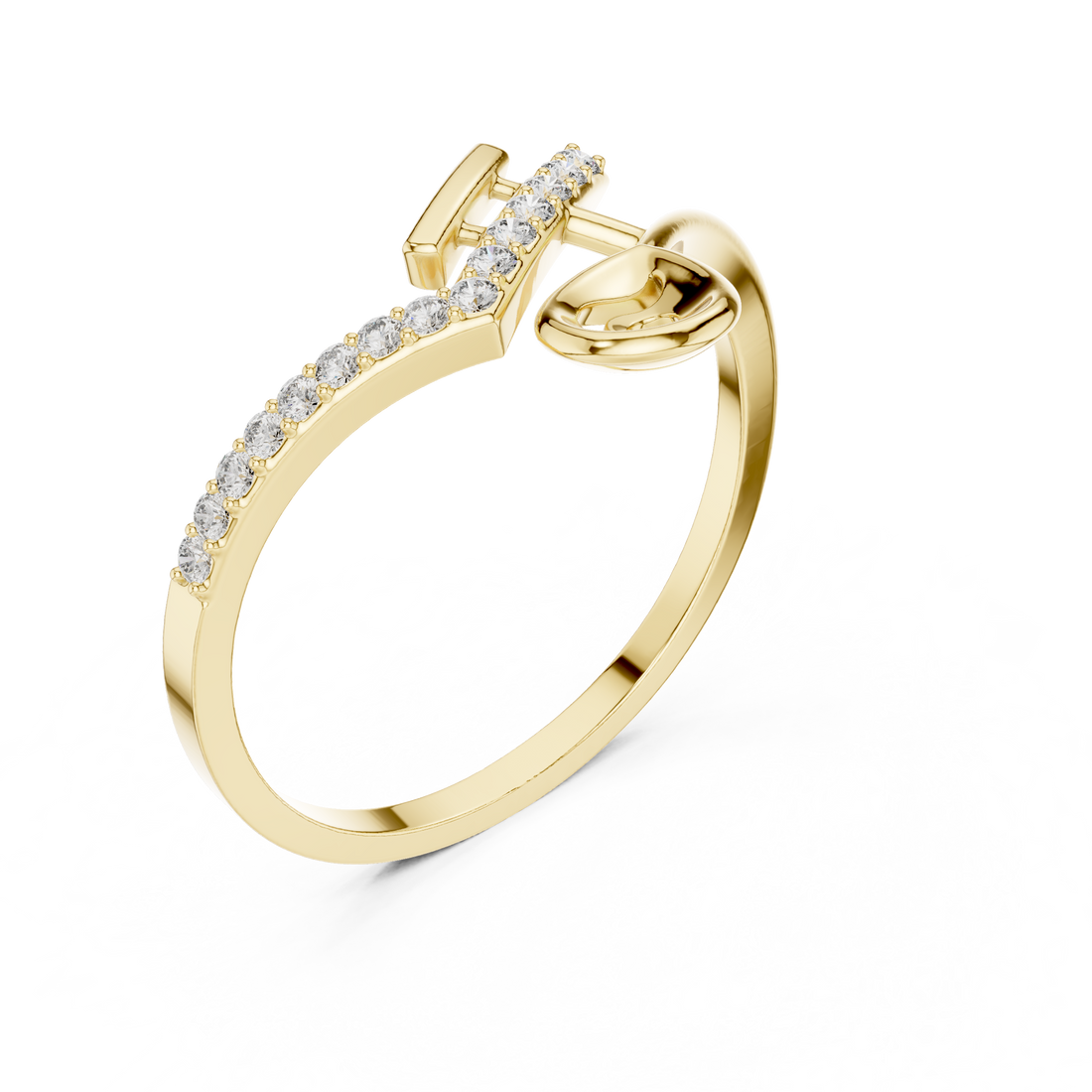 Initial 'H' Lab-Grown Diamond Ring in Rose Gold