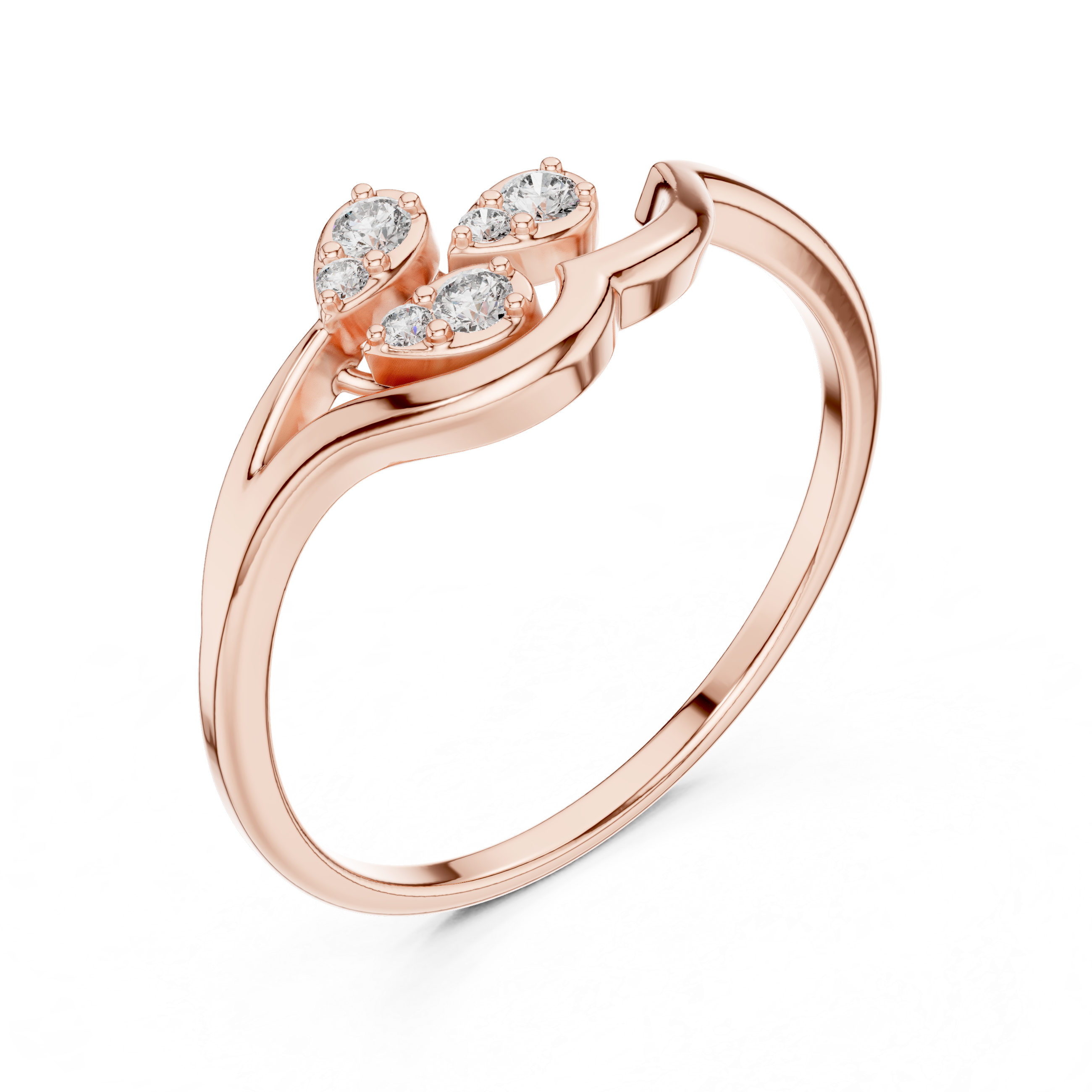 Elegant Triple Cluster Lab-Grown Diamond Ring in Rose Gold