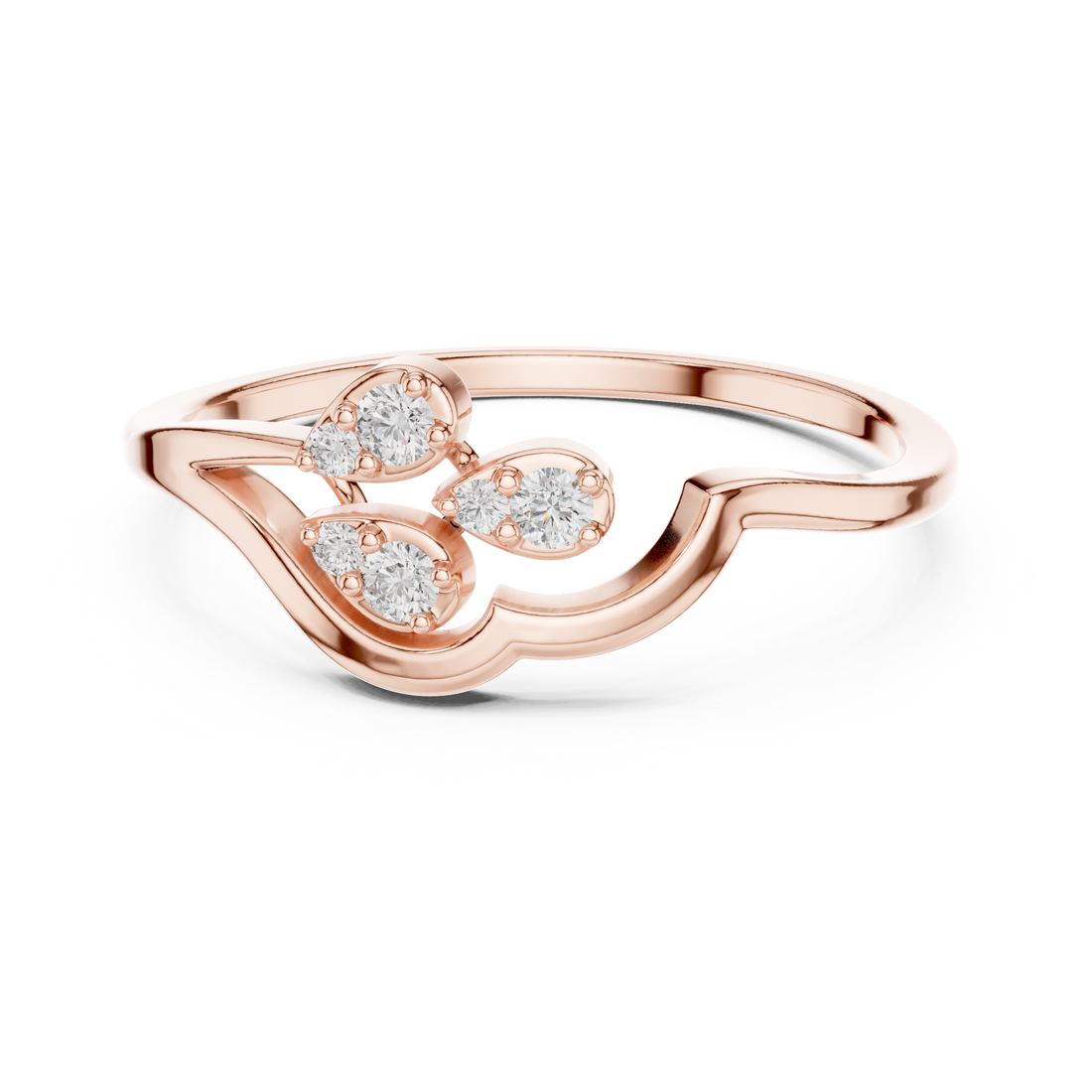 Elegant Triple Cluster Lab-Grown Diamond Ring in Rose Gold
