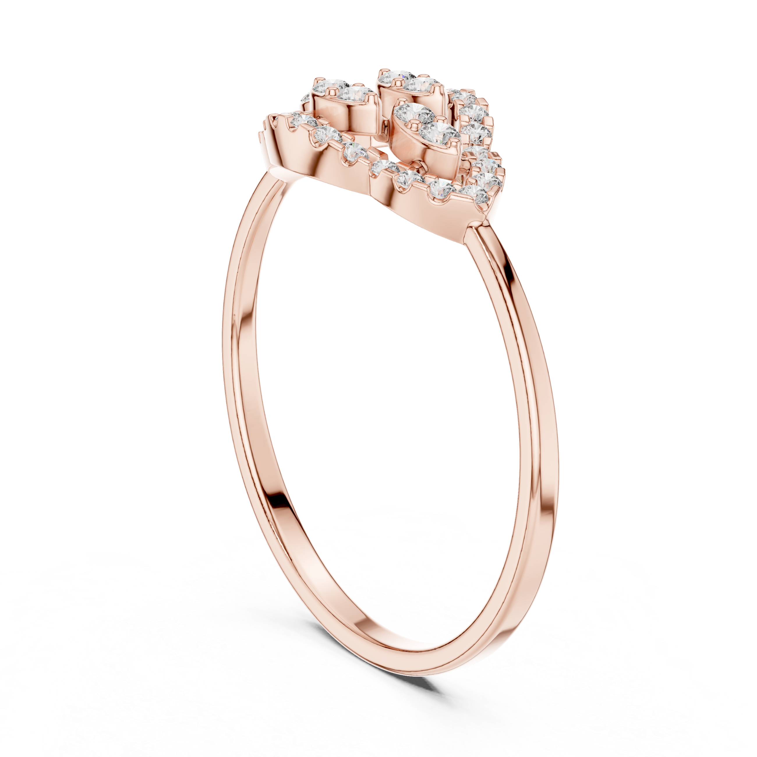 Rose Gold Dual Heart Lab Grown Diamond Ring