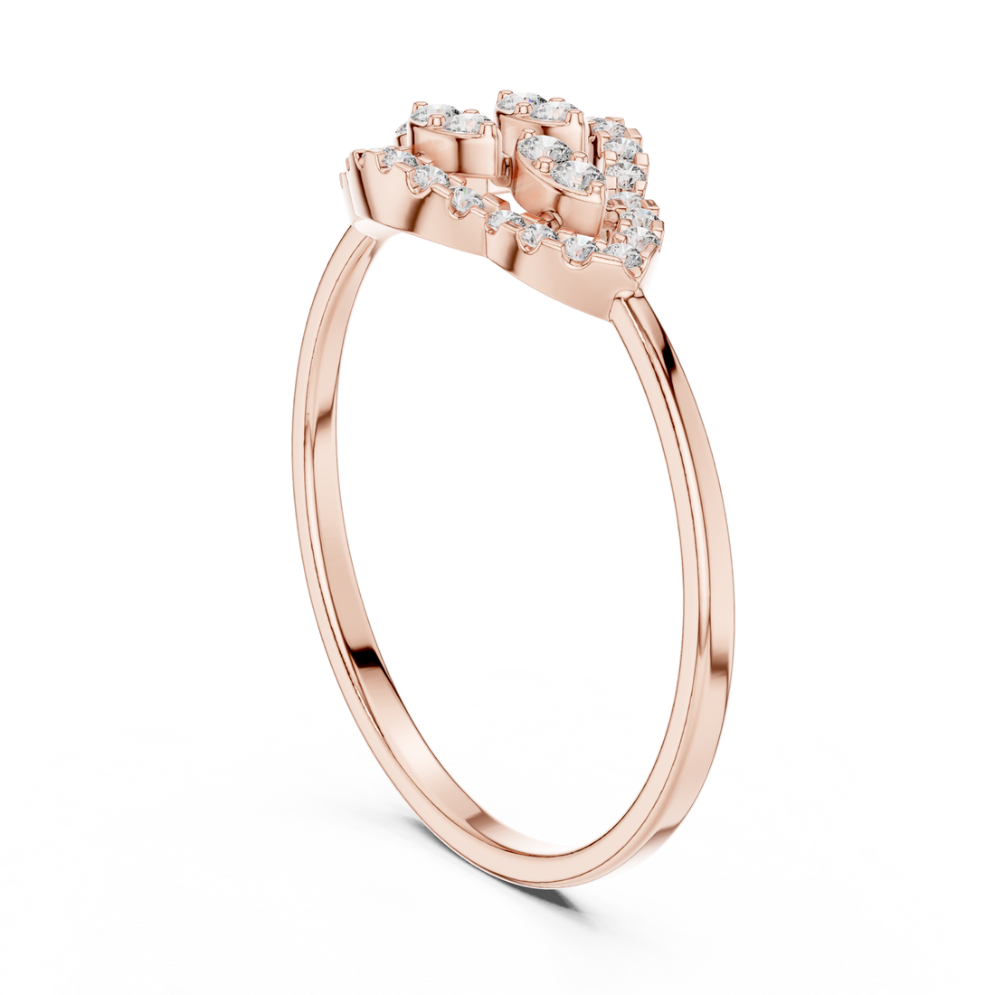 Rose Gold Dual Heart Lab Grown Diamond Ring
