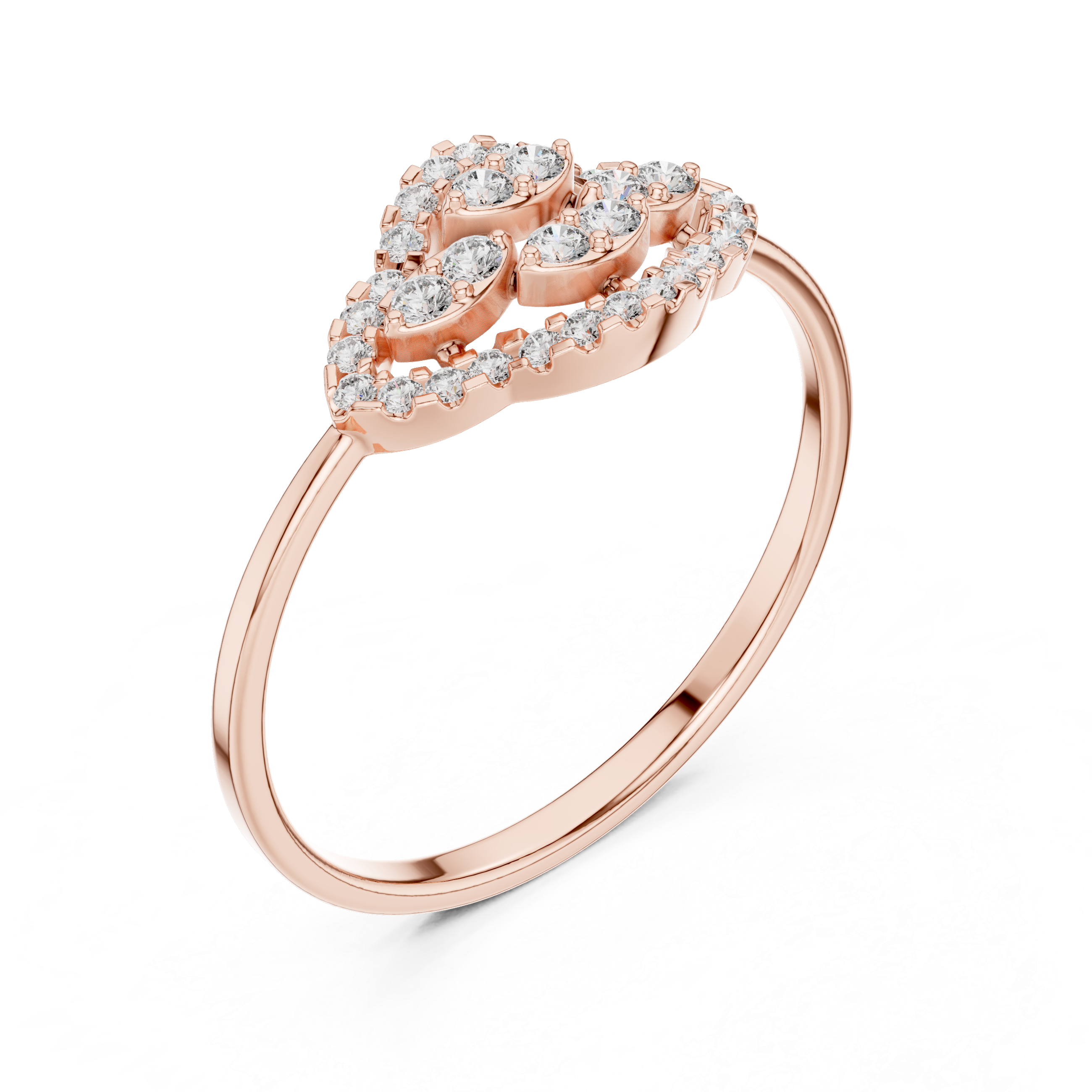 Rose Gold Dual Heart Lab Grown Diamond Ring