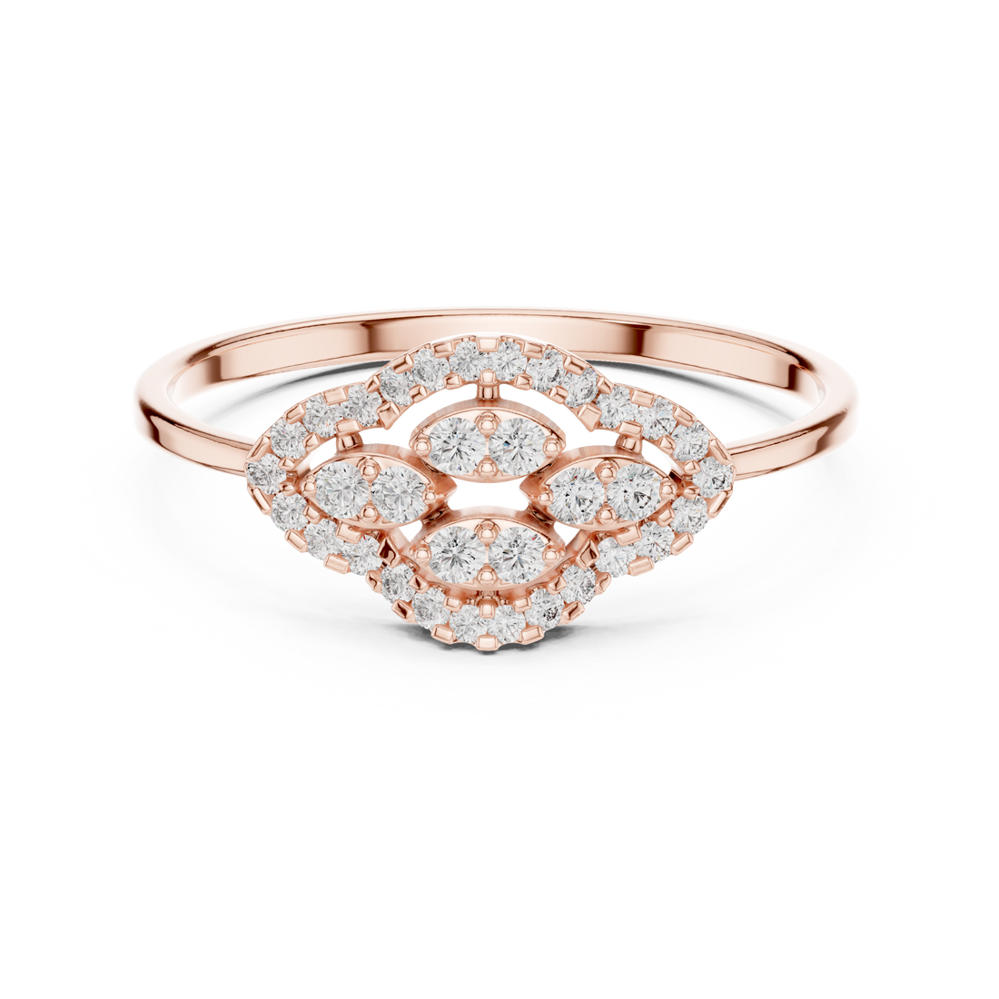 Rose Gold Dual Heart Lab Grown Diamond Ring