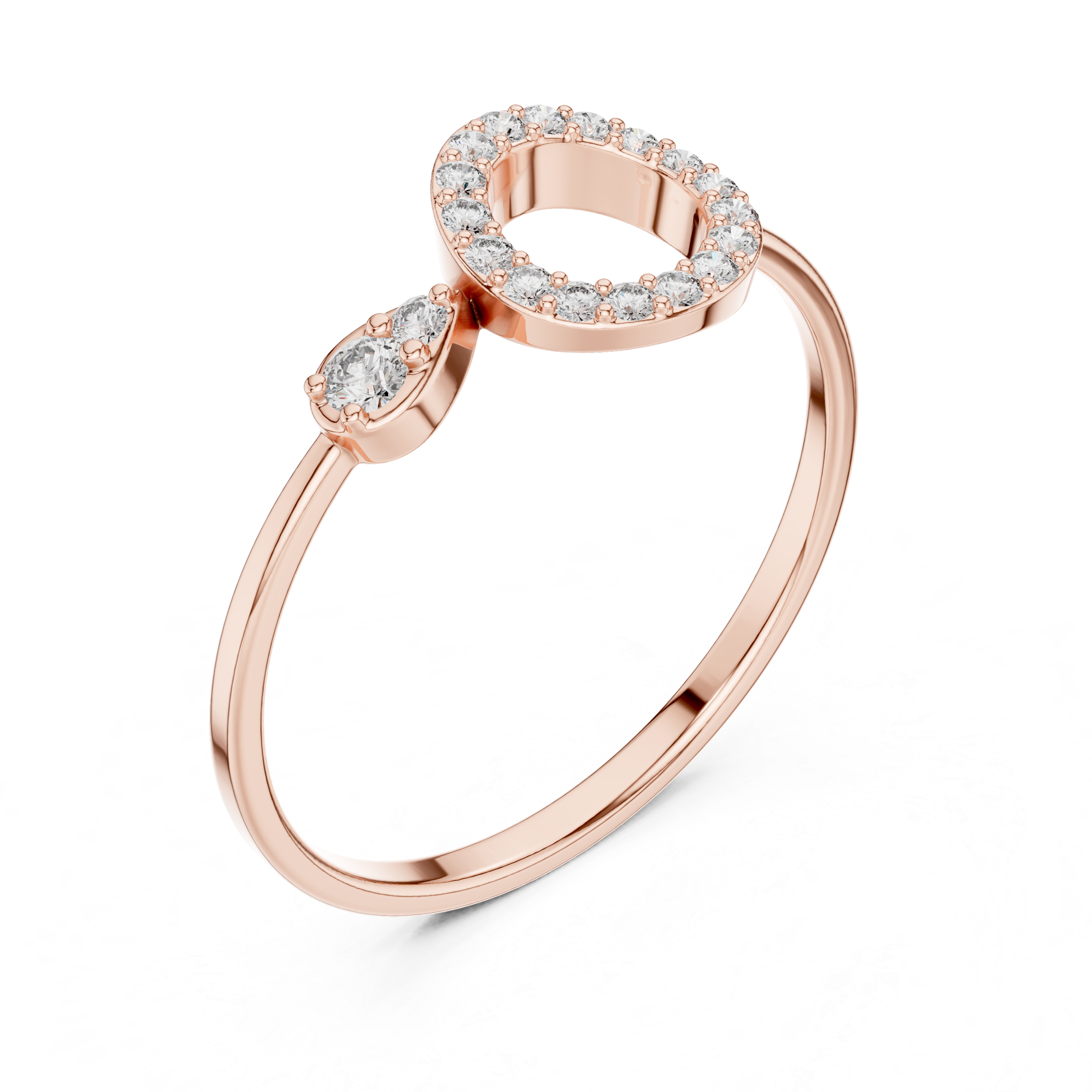 Elegant Rose Gold Loop Diamond Ring – Lab Grown | Kiashaa Jewellery