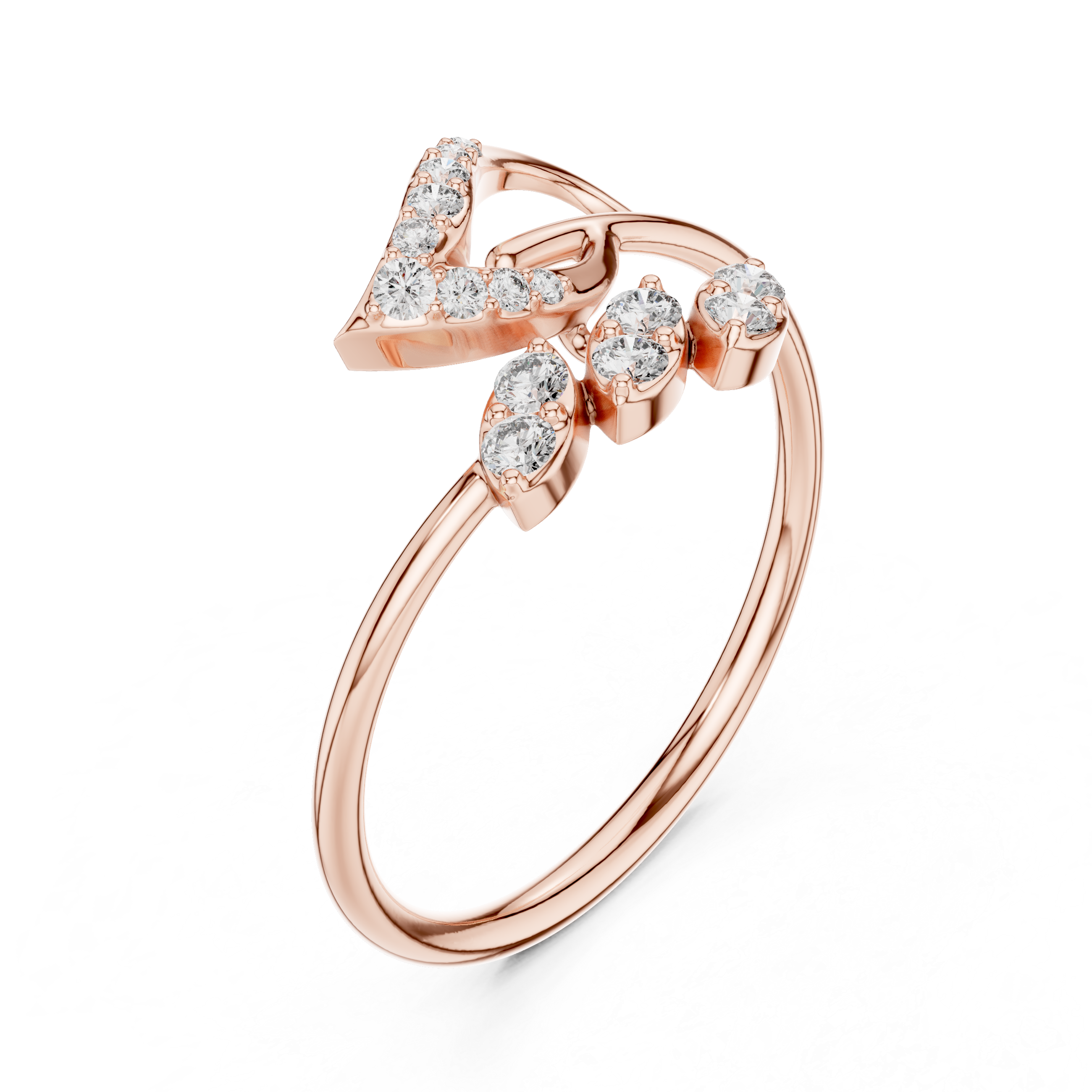 Elegant Heart-Embrace Lab Grown Diamond Ring in Rose Gold