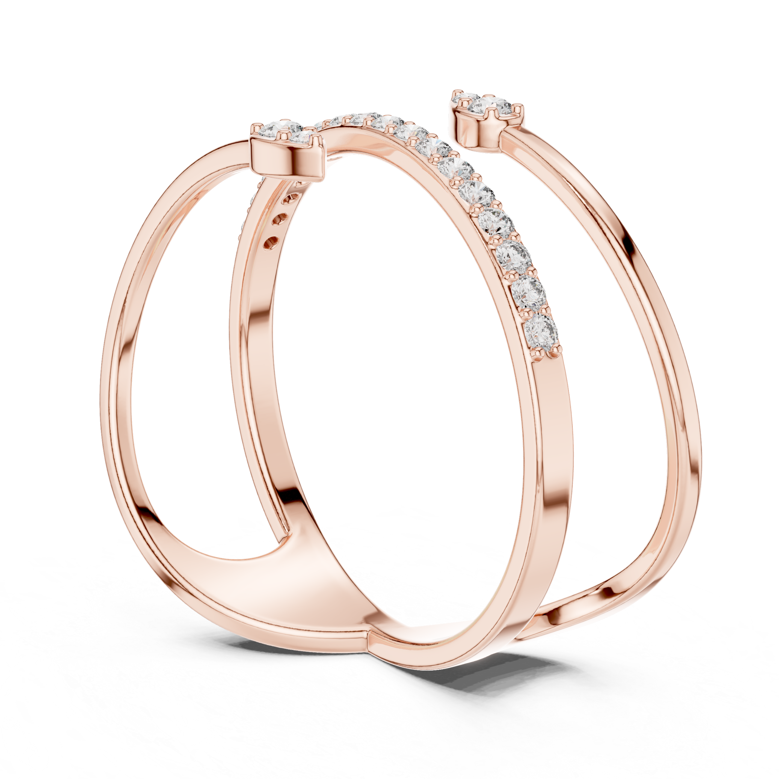 Rose Gold Twin Pear-Cut Open Band Diamond Ring