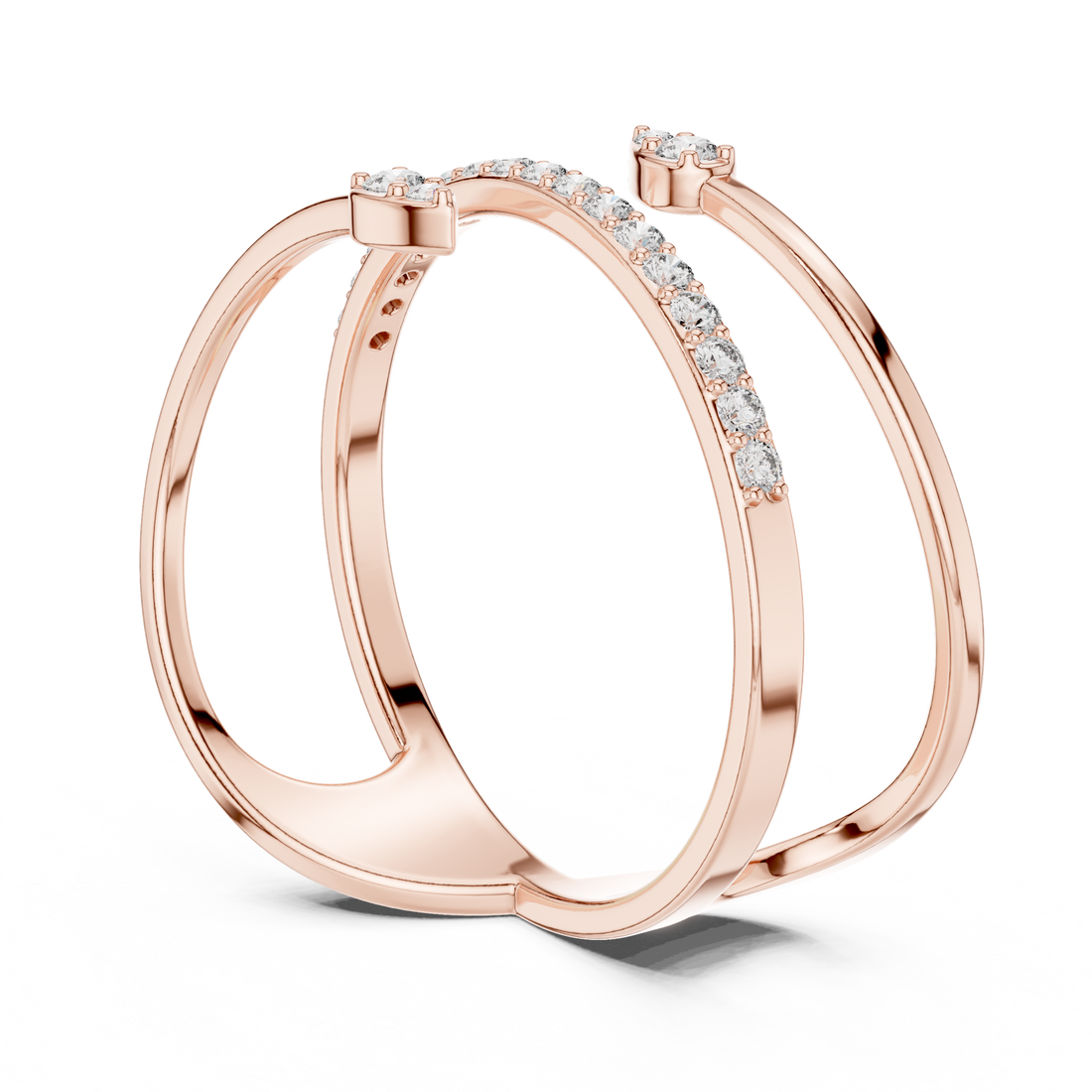 Rose Gold Twin Pear-Cut Open Band Diamond Ring