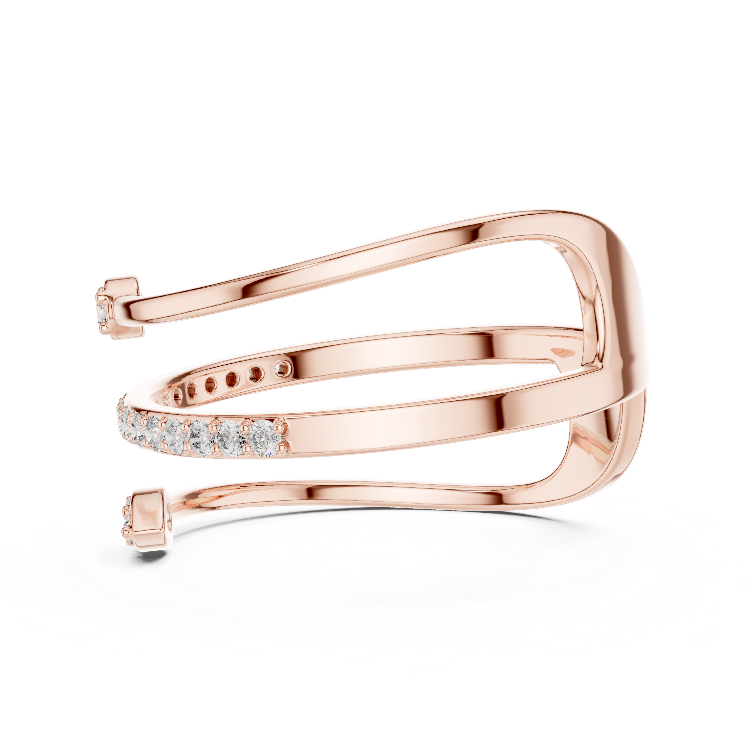 Rose Gold Twin Pear-Cut Open Band Diamond Ring