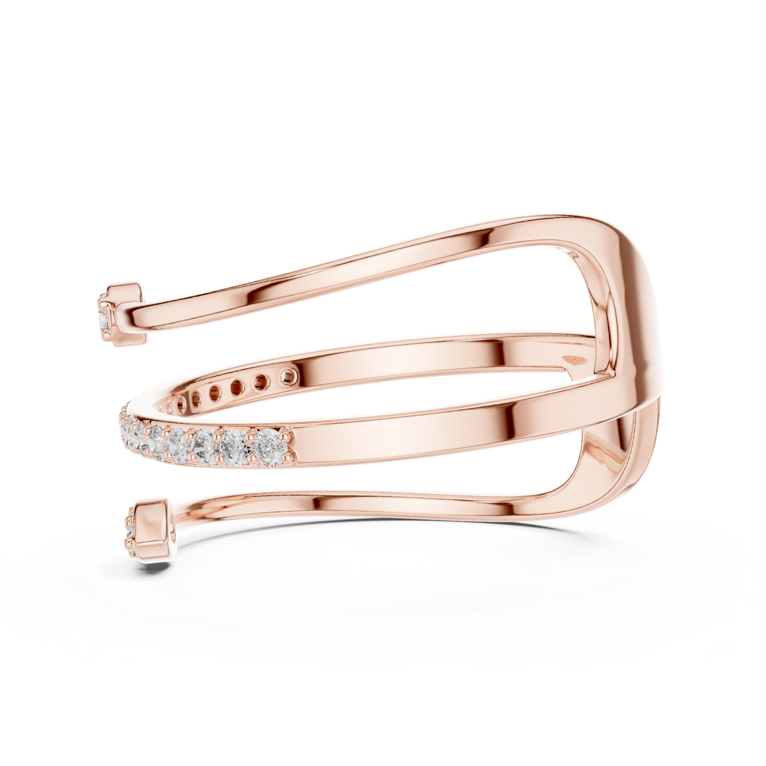 Rose Gold Twin Pear-Cut Open Band Diamond Ring
