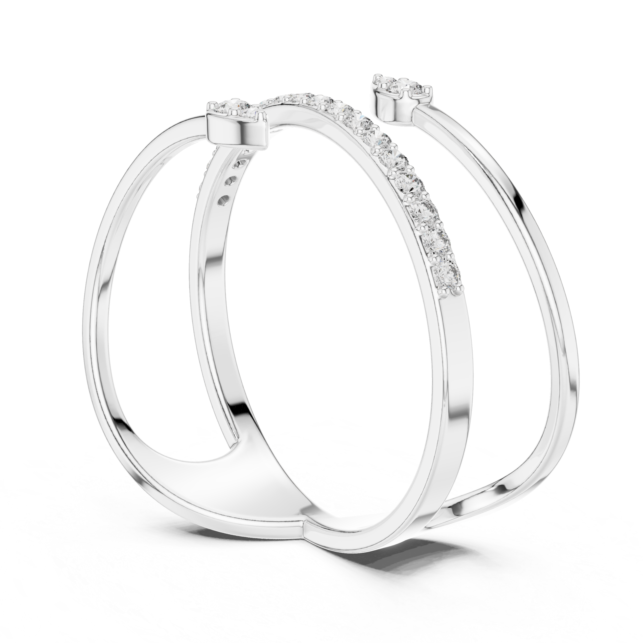 Rose Gold Twin Pear-Cut Open Band Diamond Ring