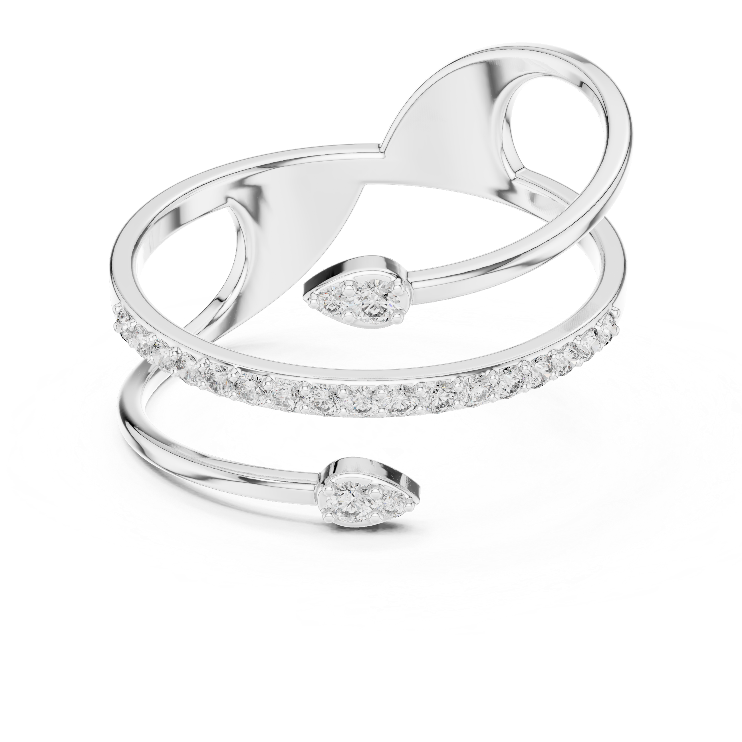 Rose Gold Twin Pear-Cut Open Band Diamond Ring