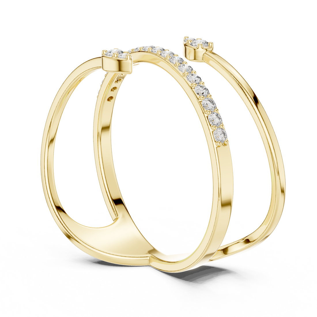 Rose Gold Twin Pear-Cut Open Band Diamond Ring
