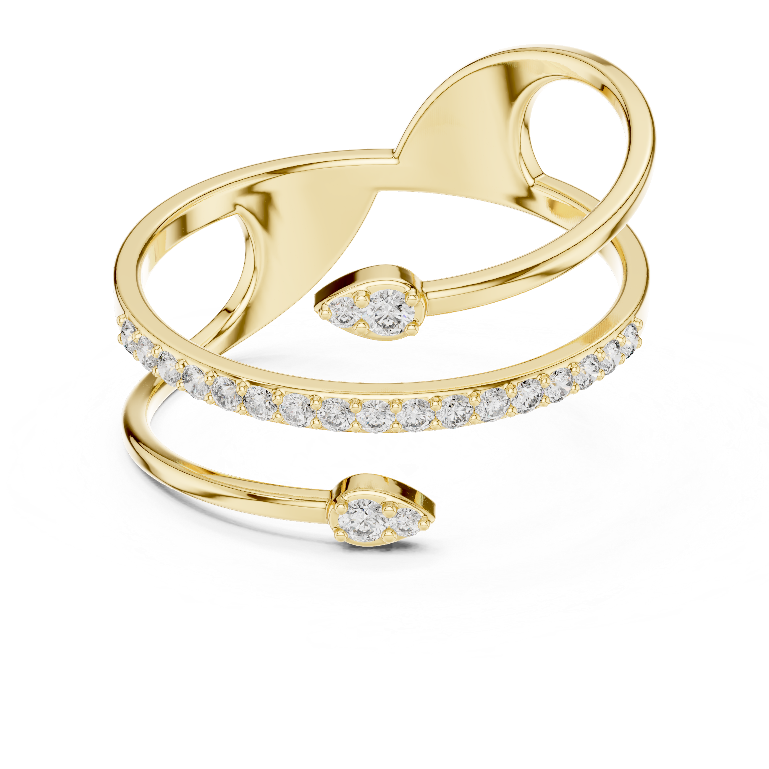 Rose Gold Twin Pear-Cut Open Band Diamond Ring