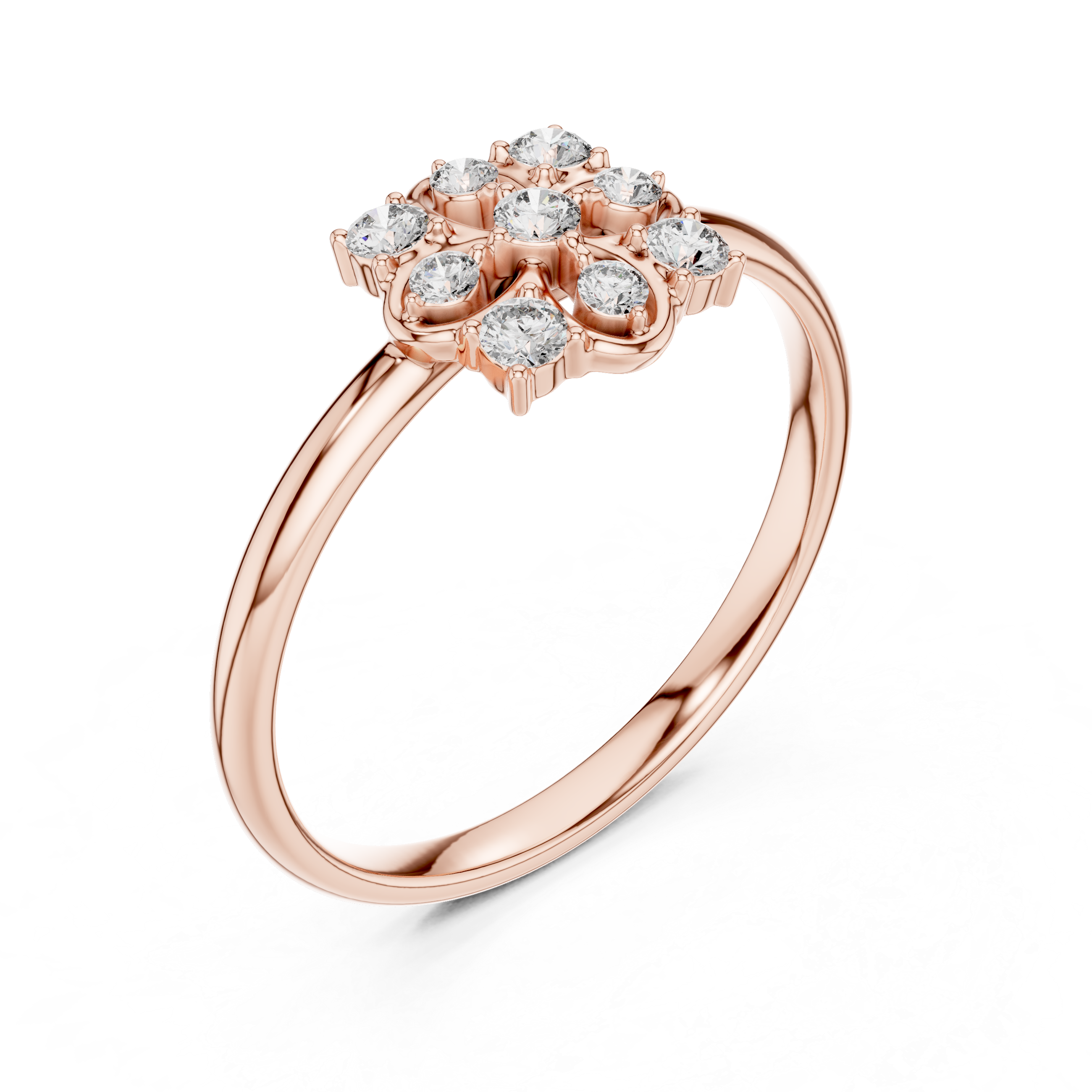 Floral Cluster Lab-Grown Diamond Ring in Rose Gold