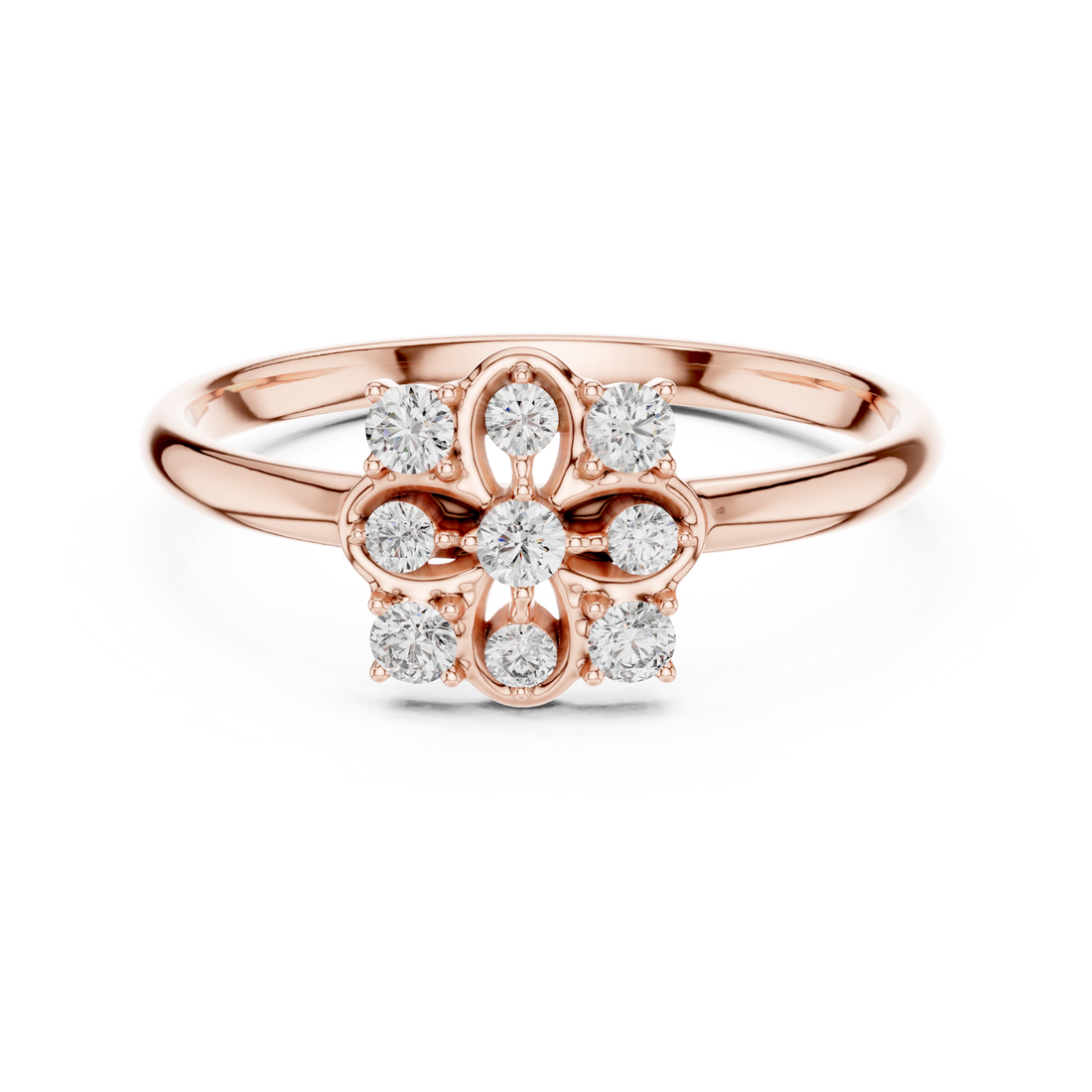 Floral Cluster Lab-Grown Diamond Ring in Rose Gold
