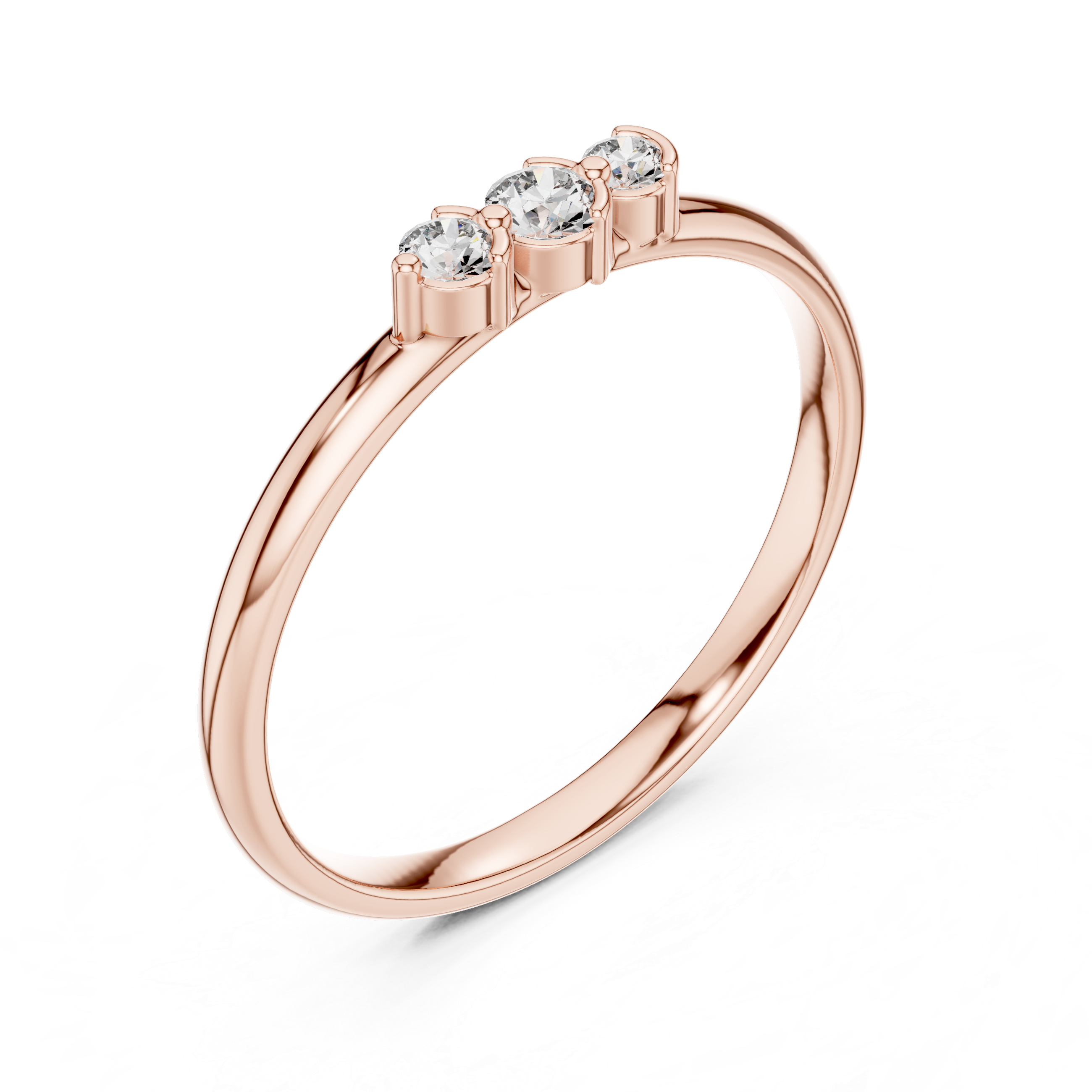 Three Stone Lab-Grown Diamond Ring in 14K/18K Rose Gold