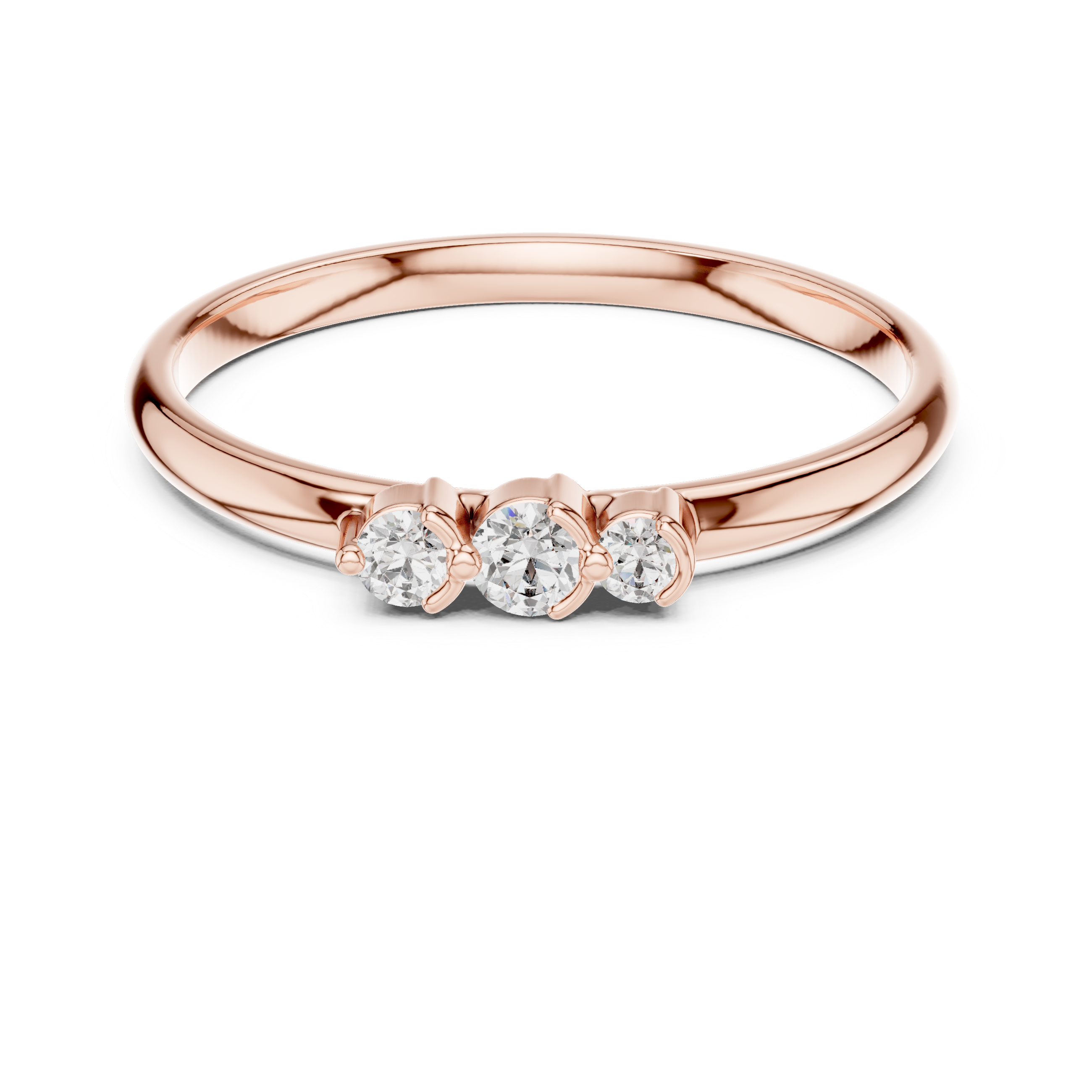 Three Stone Lab-Grown Diamond Ring in 14K/18K Rose Gold