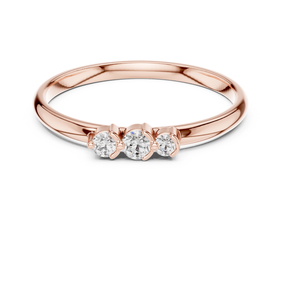 Three Stone Lab-Grown Diamond Ring in 14K/18K Rose Gold