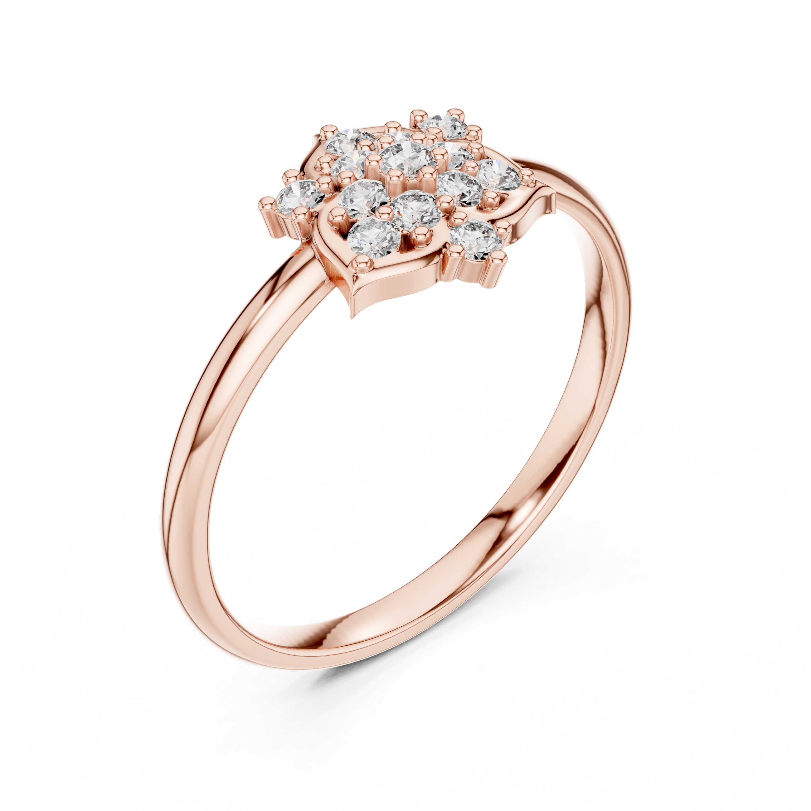 Elegant Floral Cluster Lab-Grown Diamond Ring in Rose Gold