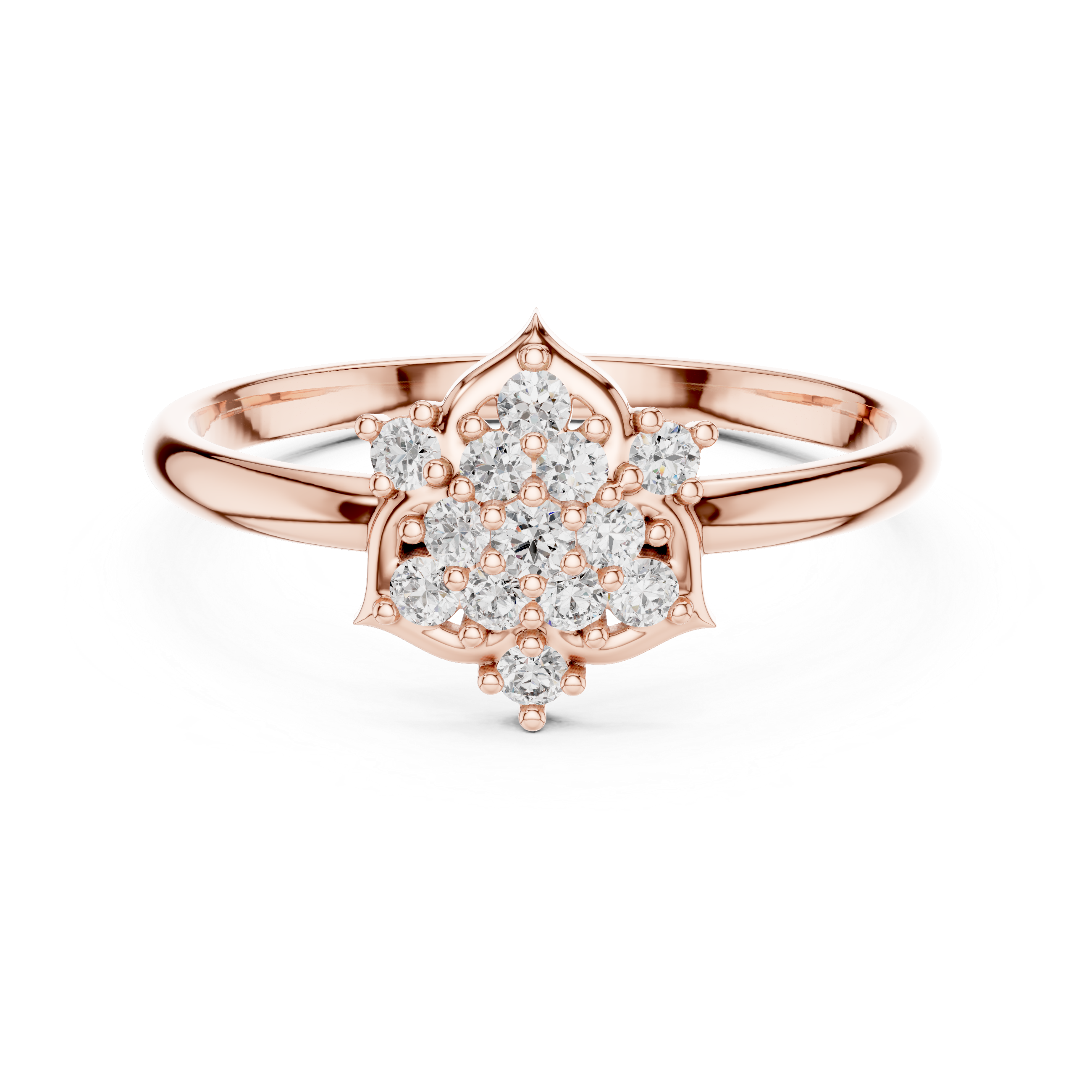 Elegant Floral Cluster Lab-Grown Diamond Ring in Rose Gold