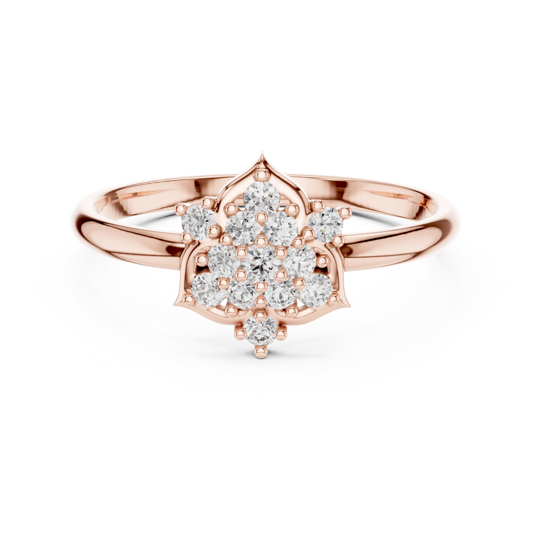 Elegant Floral Cluster Lab-Grown Diamond Ring in Rose Gold