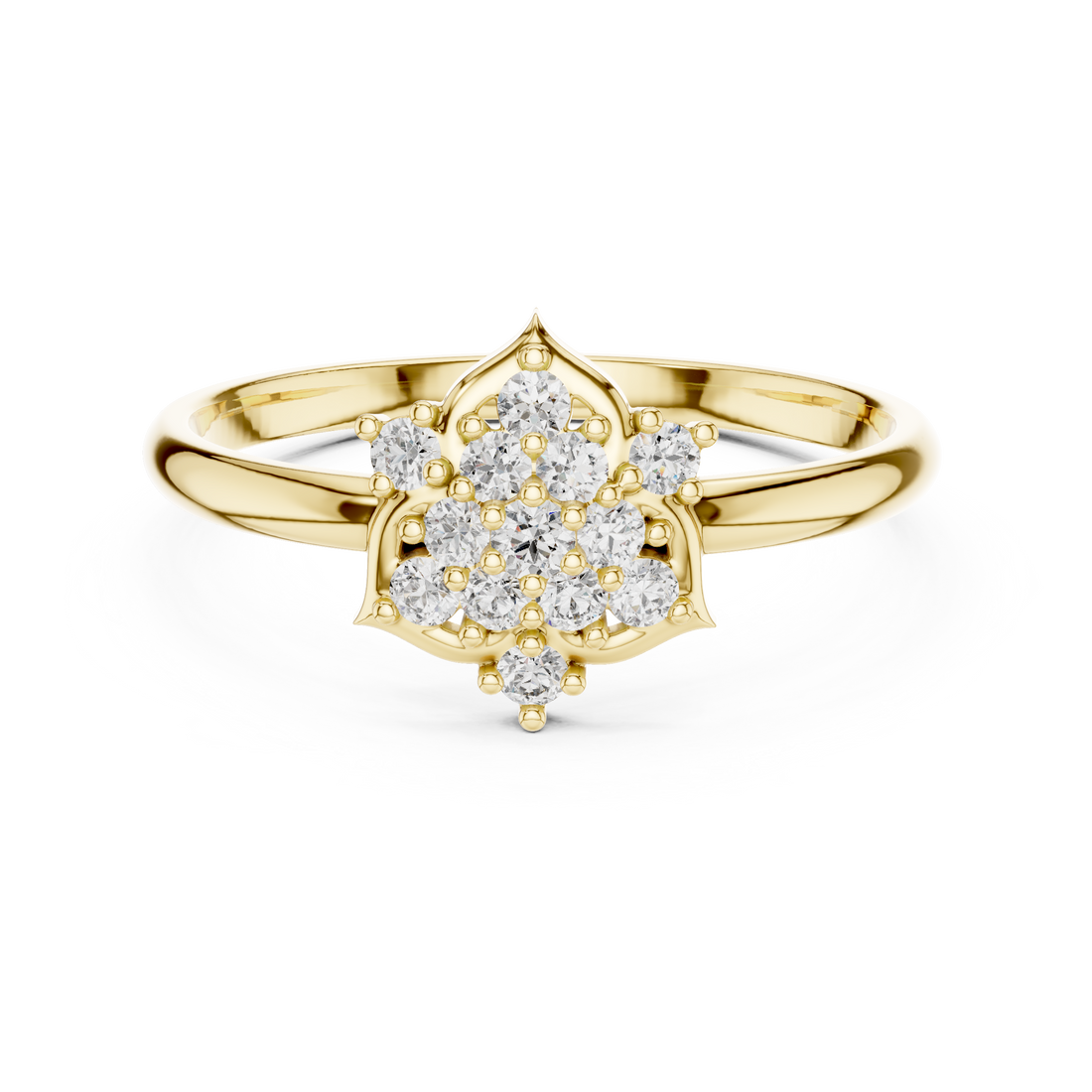 Elegant Floral Cluster Lab-Grown Diamond Ring in Rose Gold