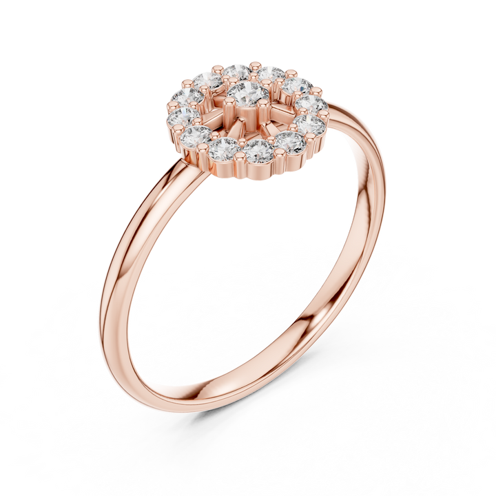 Rose Gold Halo Cluster Lab-Grown Diamond Ring – Timeless Elegance