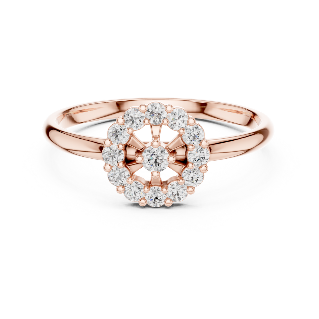 Rose Gold Halo Cluster Lab-Grown Diamond Ring – Timeless Elegance
