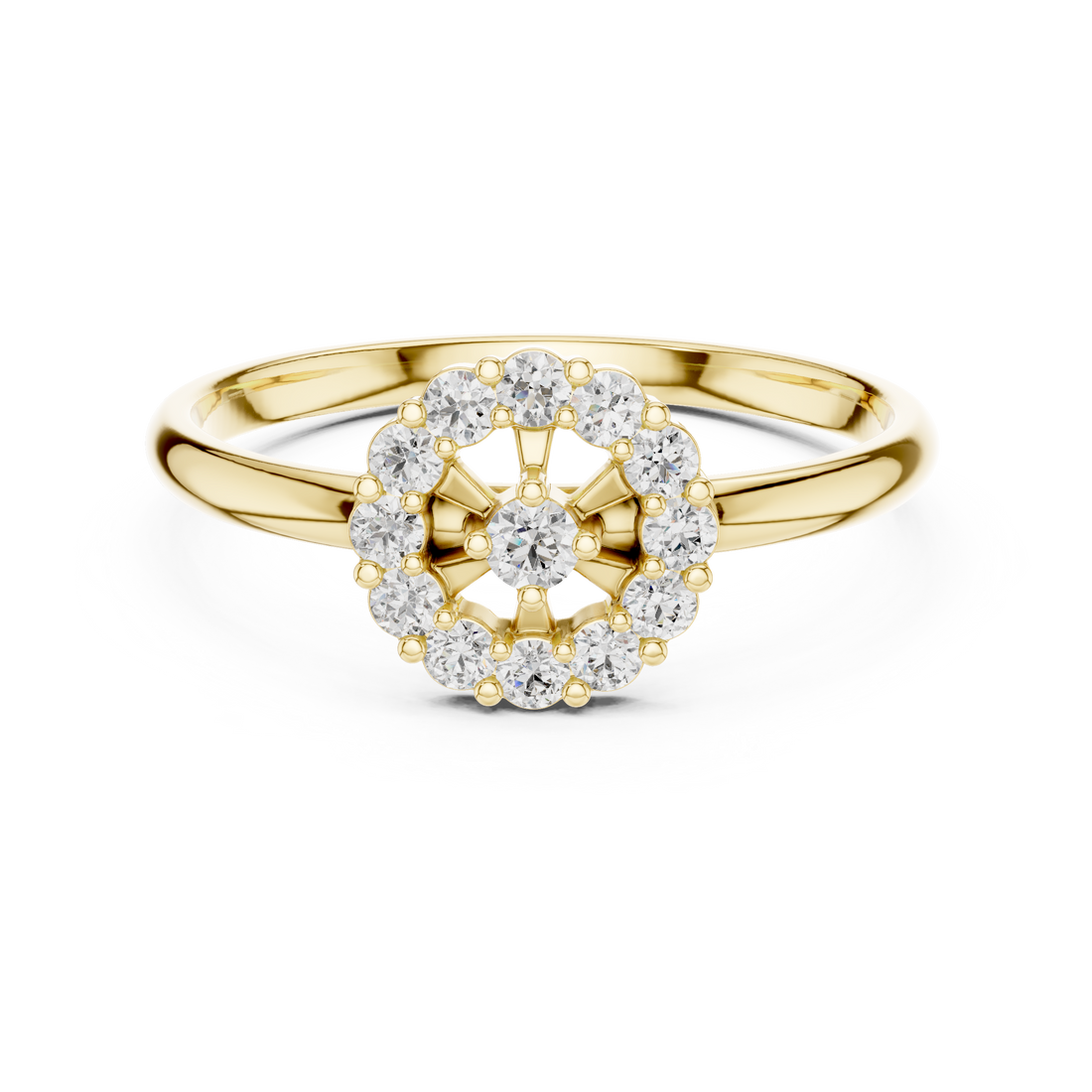 Rose Gold Halo Cluster Lab-Grown Diamond Ring – Timeless Elegance