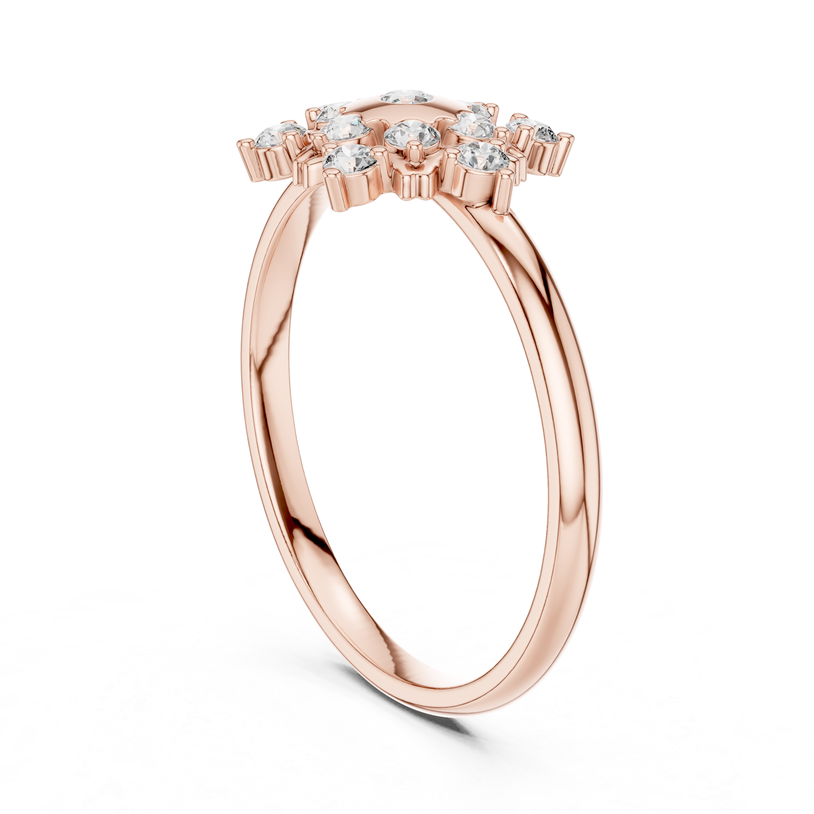 Rose Gold Floral Cluster Lab-Grown Diamond Ring