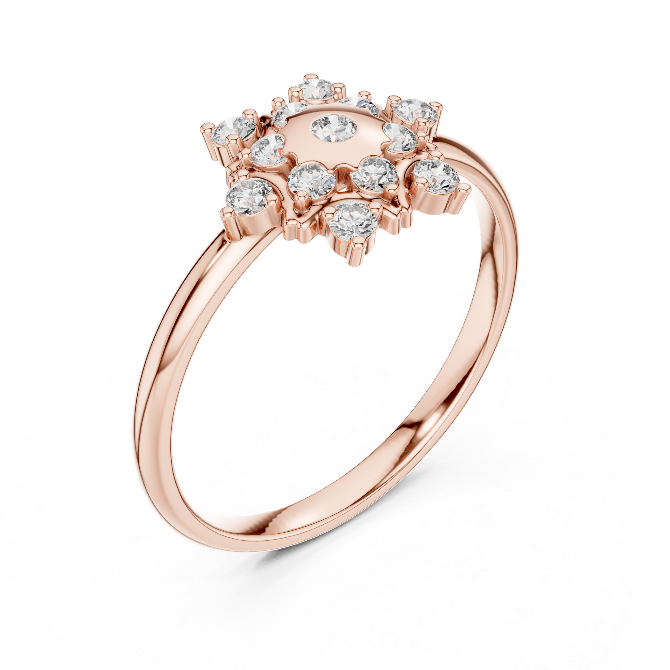 Rose Gold Floral Cluster Lab-Grown Diamond Ring