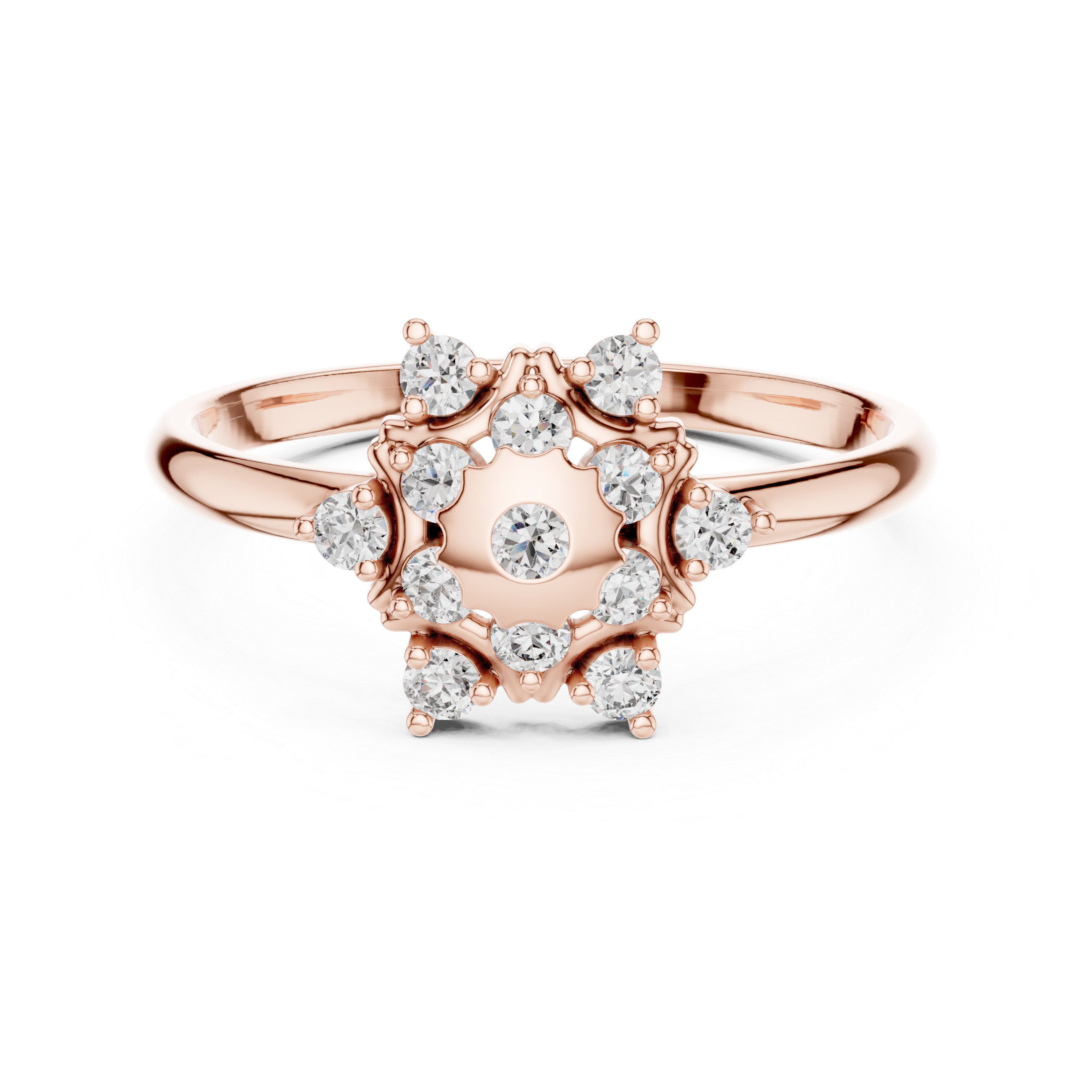 Rose Gold Floral Cluster Lab-Grown Diamond Ring