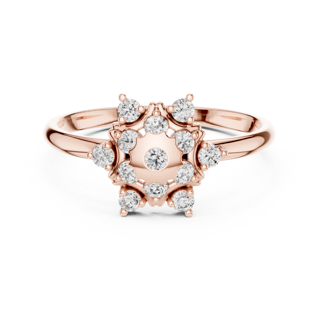 Rose Gold Floral Cluster Lab-Grown Diamond Ring