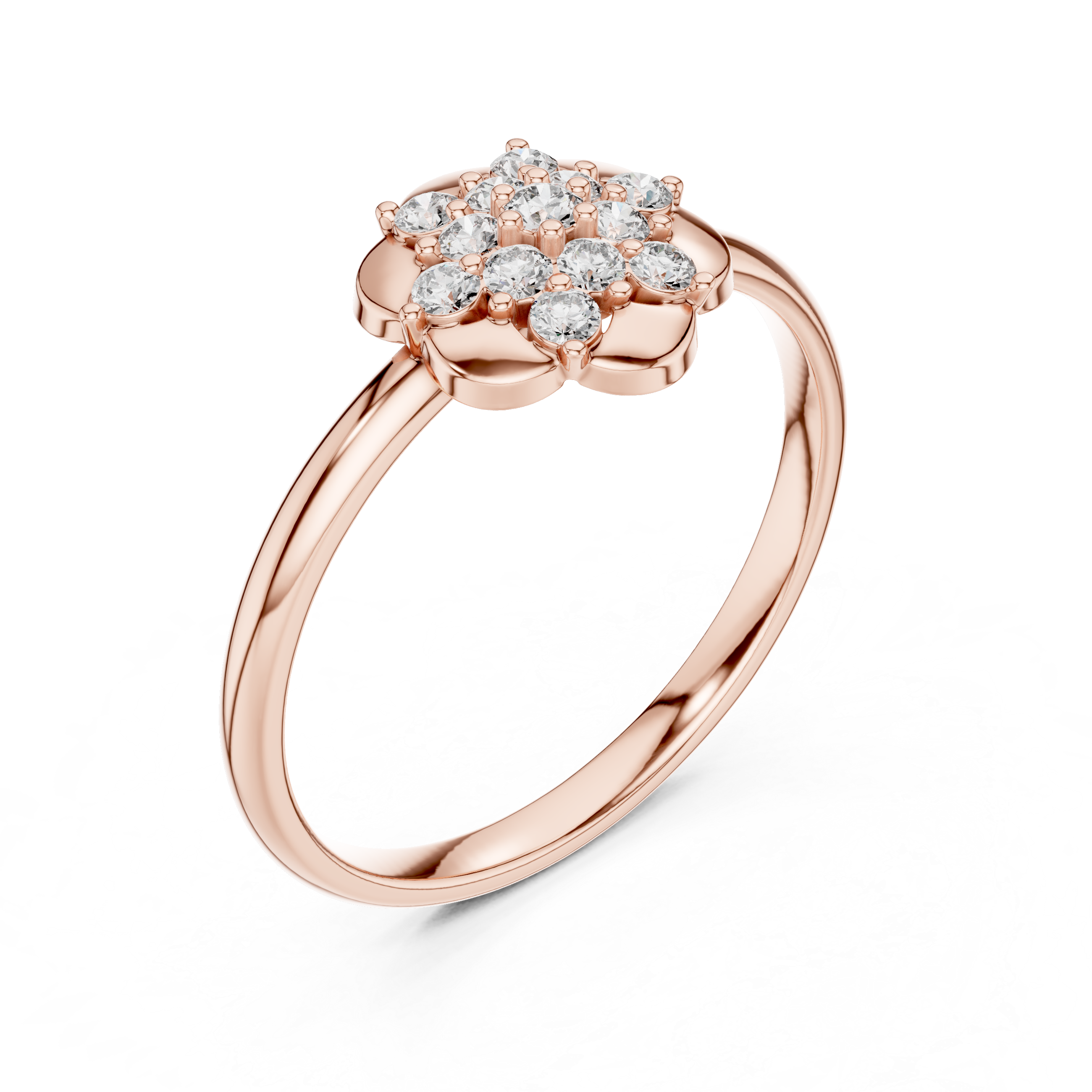 Elegant Rose Gold Floral Cluster Lab-Grown Diamond Ring