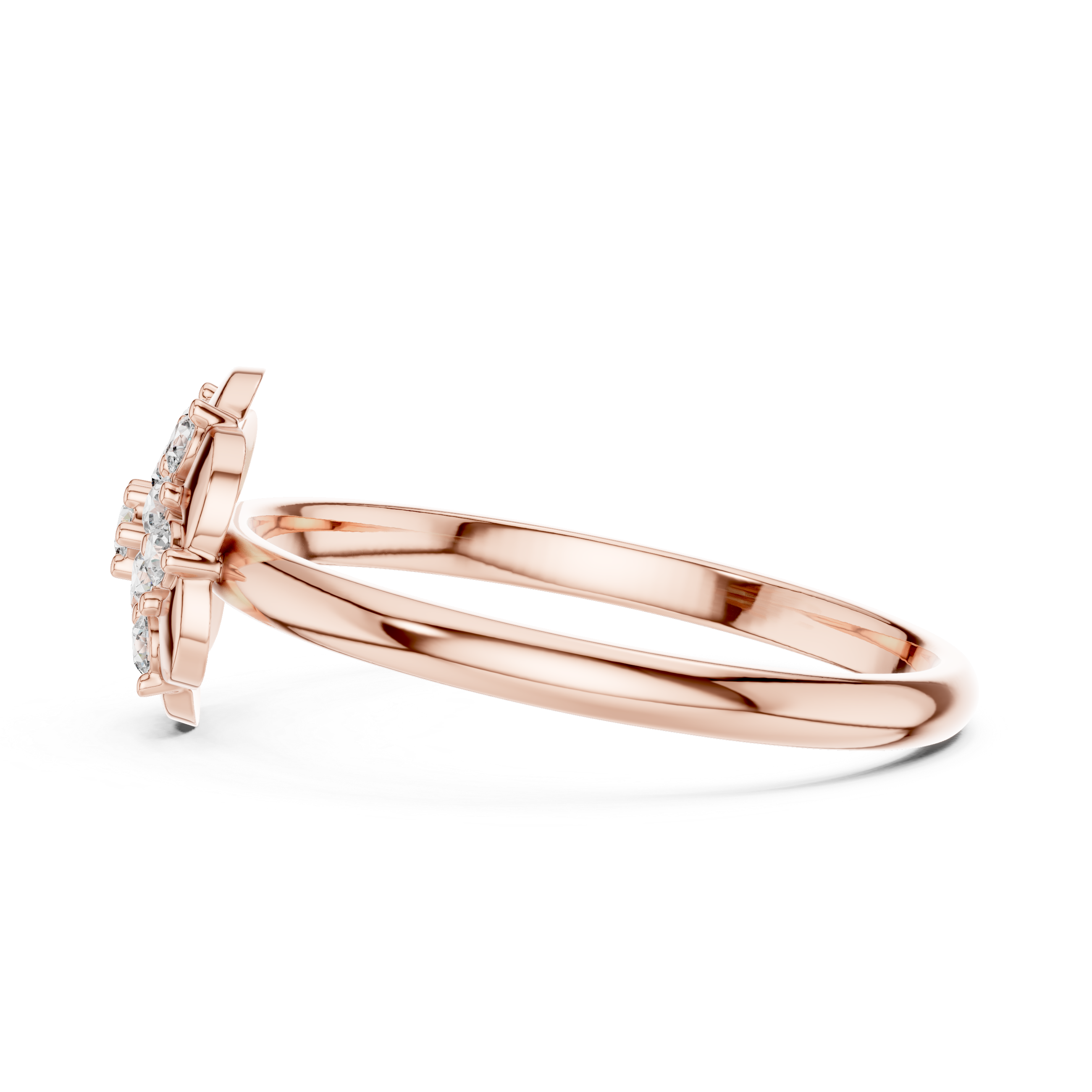 Elegant Rose Gold Floral Cluster Lab-Grown Diamond Ring